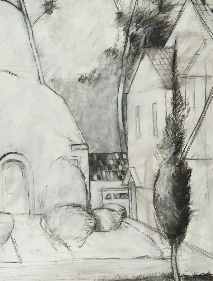 Berry Parkway conte/charcoal/ink/gouache 50x38" June 2015