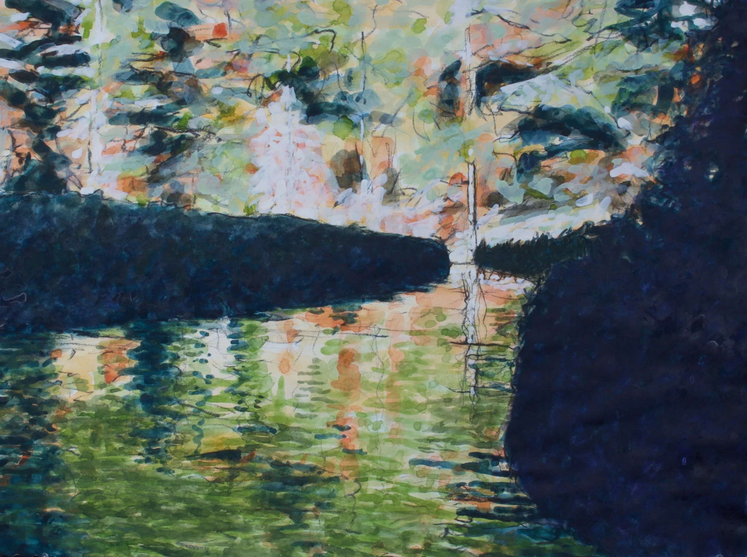 Marsh, Westport Island gouache/charcoal 22x30" 18 July 20