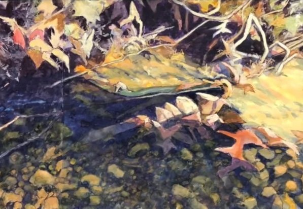 Scott's Creek, gouache, charcoal, pastel, 30x41" 2024