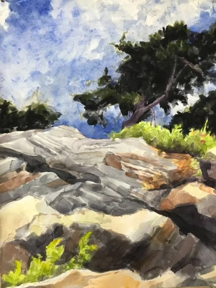 Bristol, Maine, gouache/pencil, 30x22", 12 April 24