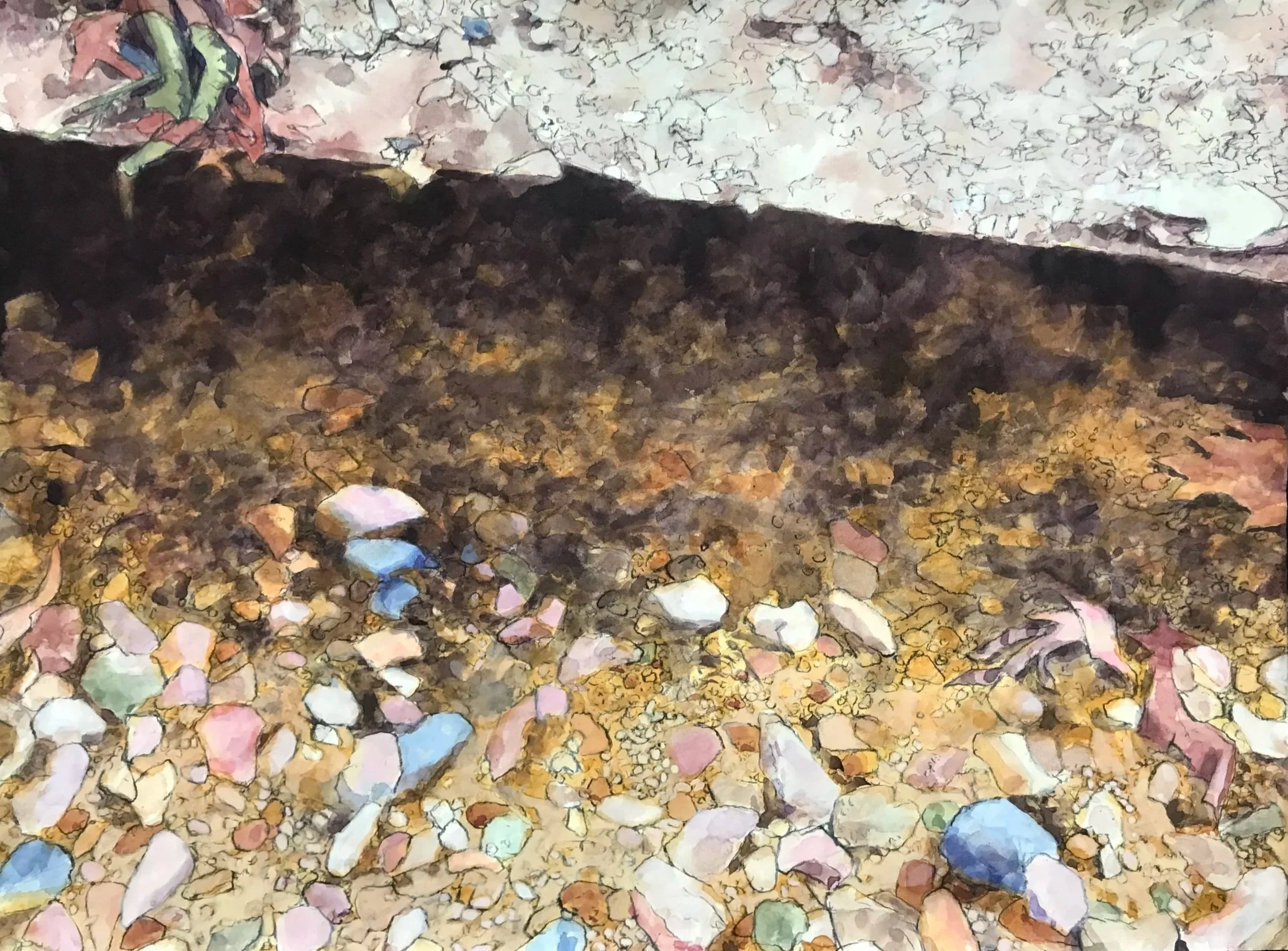 Scott's Creek, gouache/charcoal, 30x40.5", 6 August 24