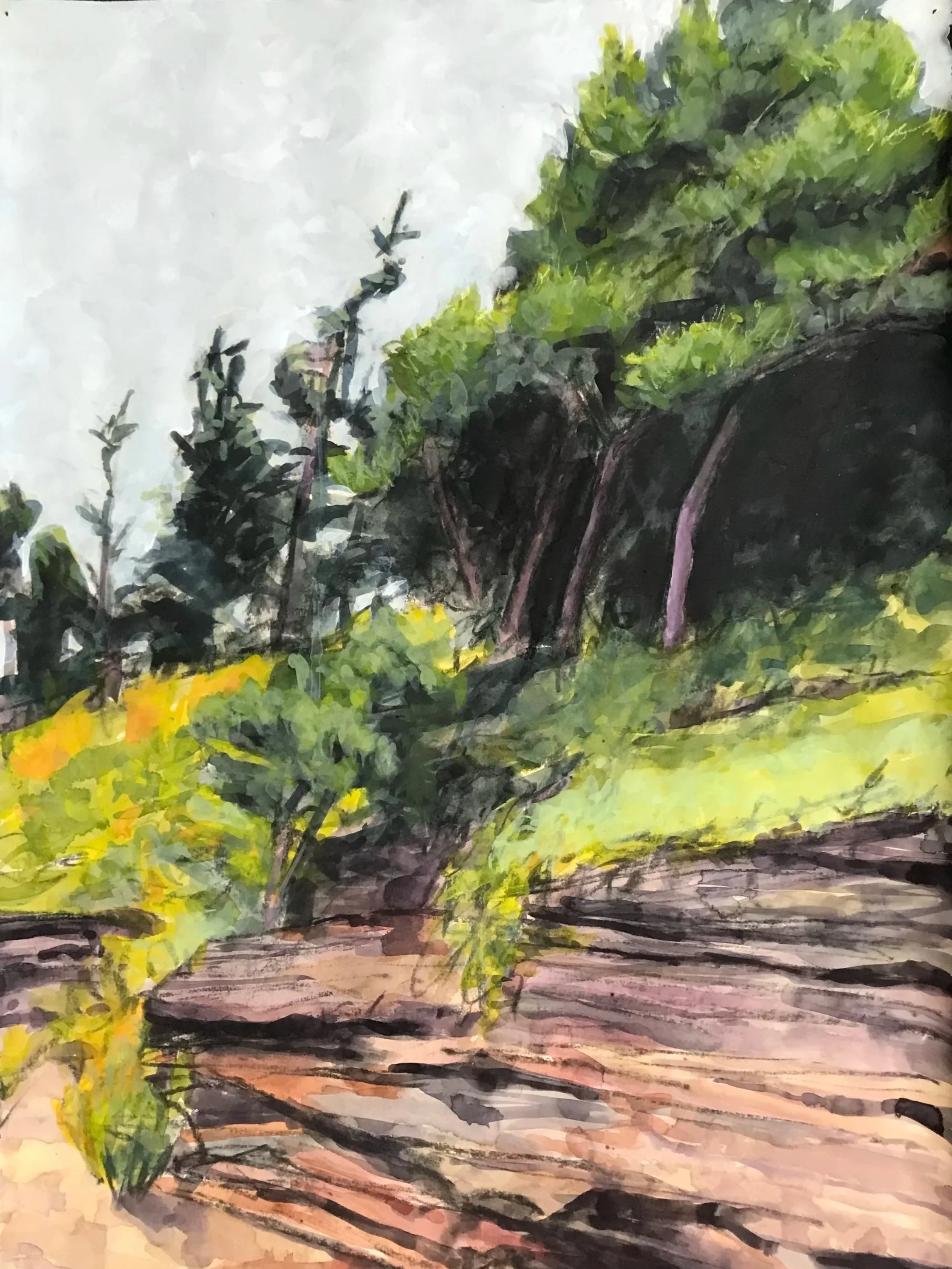 Bristol, Maine, gouache/pastel/charcoal, 30x22", Sept 25
