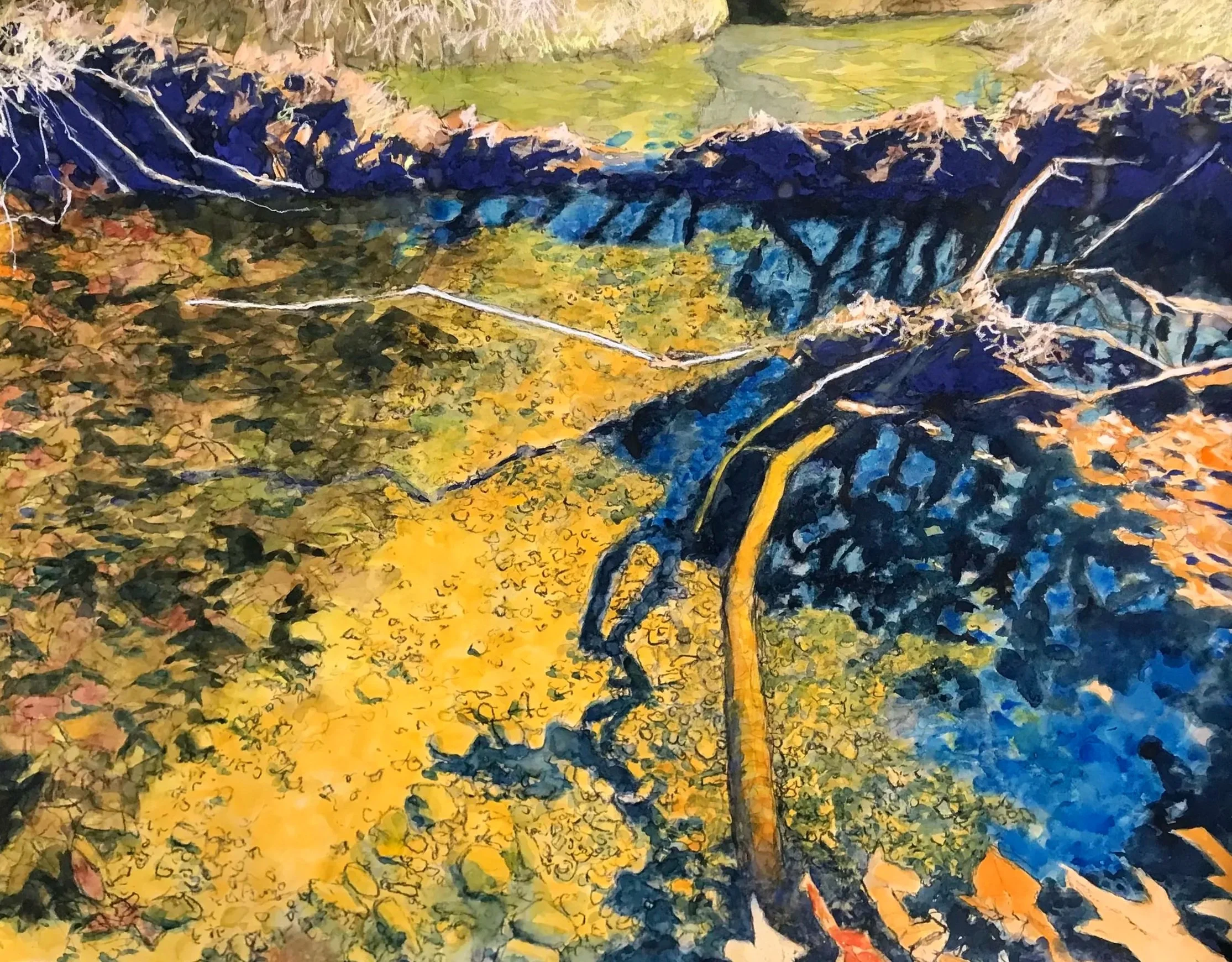 Scott's Creek, gouache/pastel/charcoal,30x38.75", 8 Feb 24