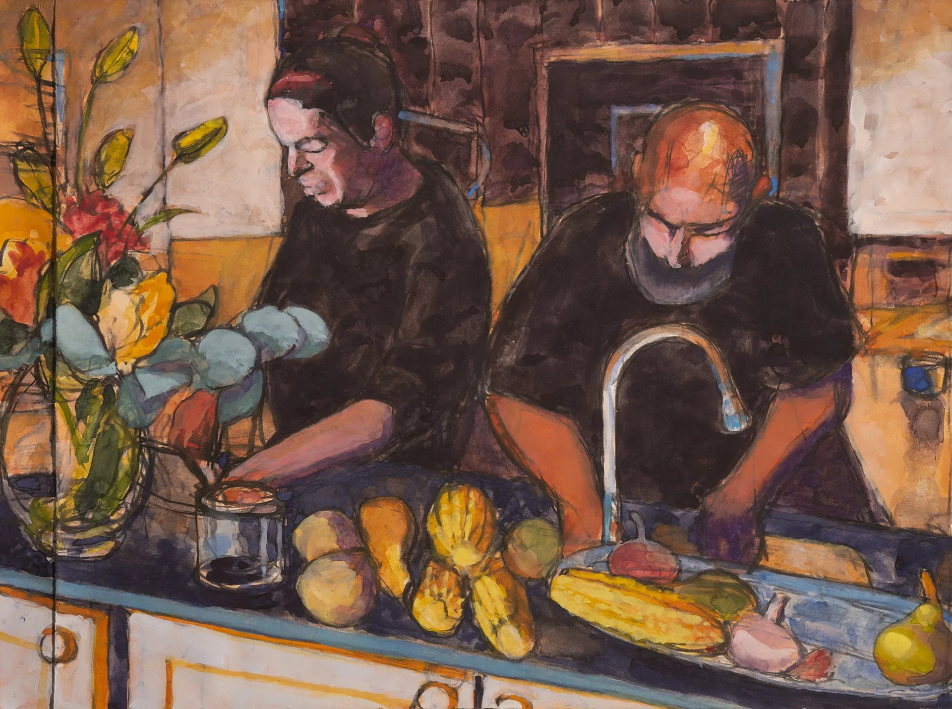 Joe and Dana, Bristol gouache/charcoal 22x30" 21 Sept 25