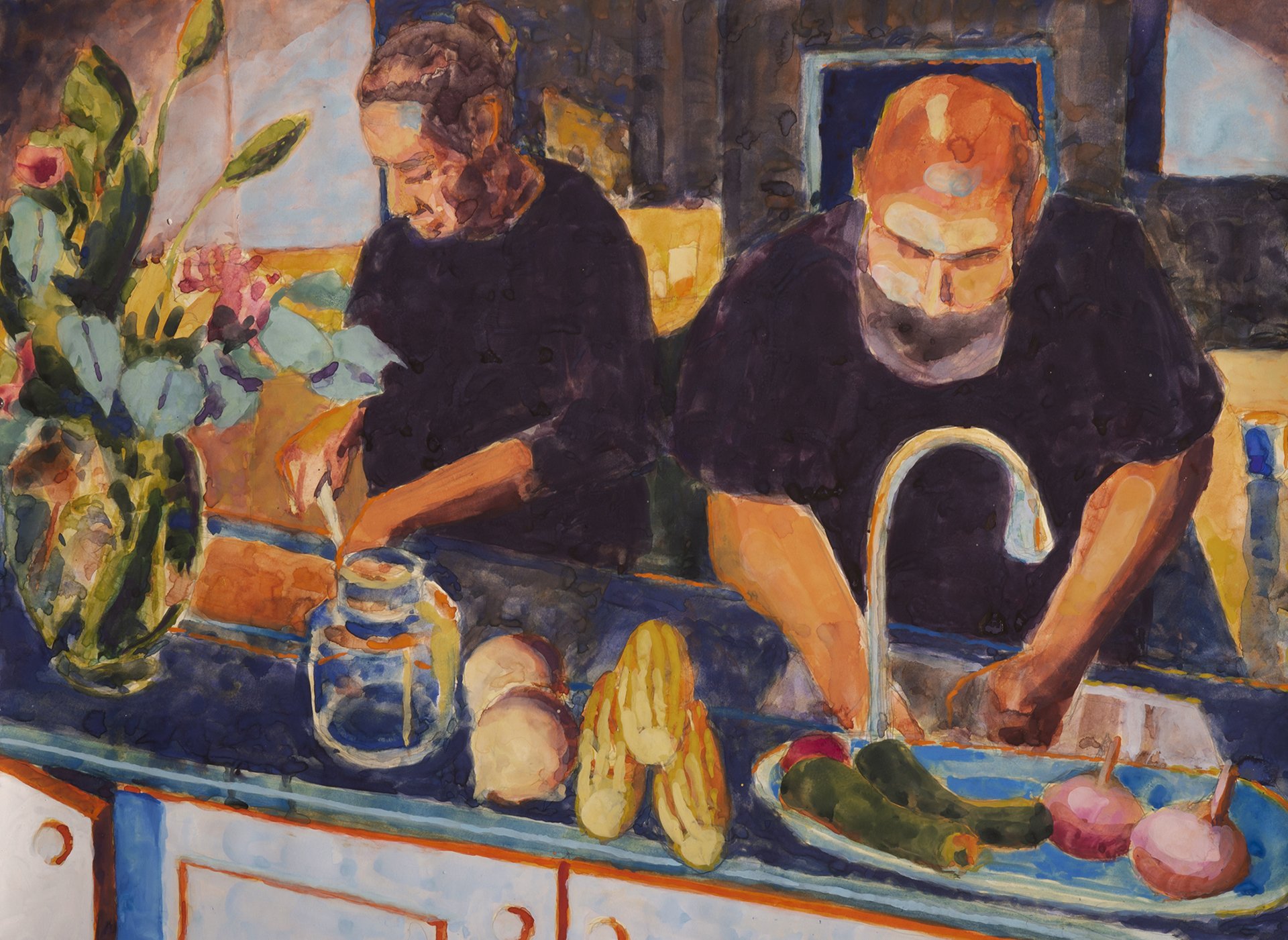 Joe and Dana, Bristol gouache/pencil 22x30 24 Oct 25