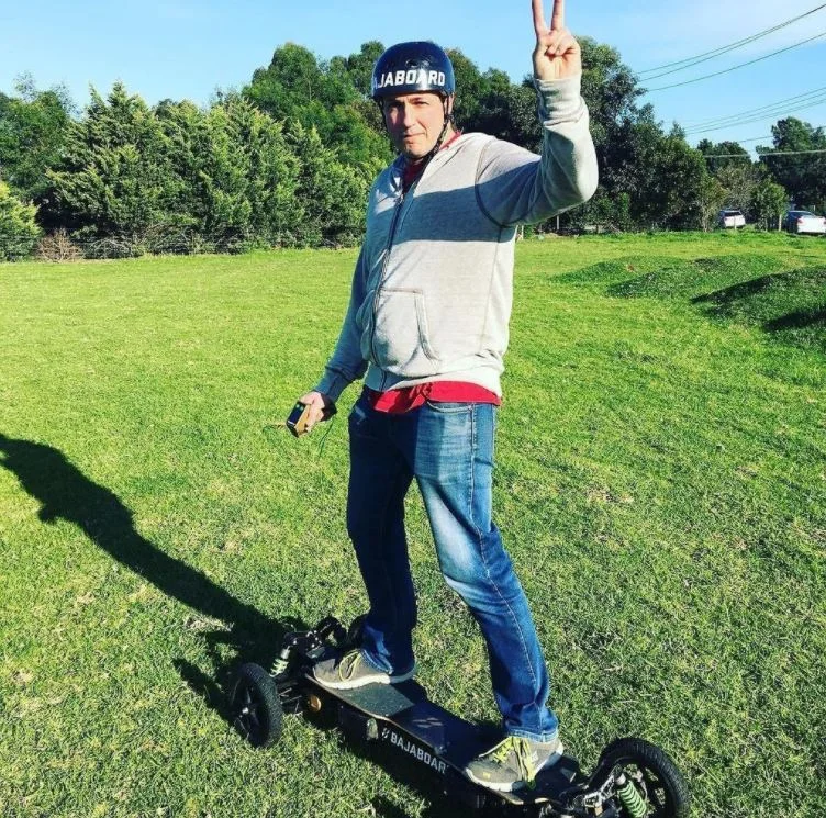 Riding the BajaBoard for the first time! Image credit: Tomcar Australia.