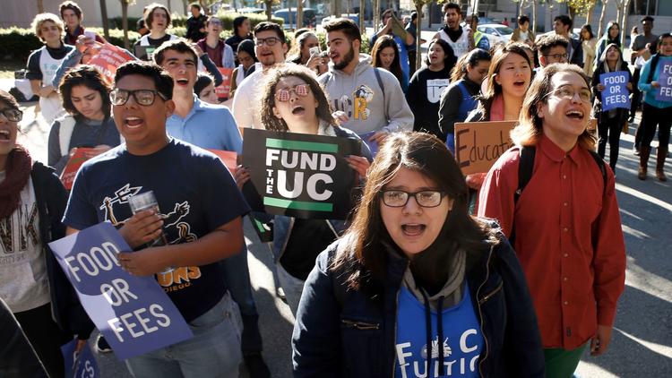 Photo: Karl Mondon/Bay Area News Group; Berkeley students protesting outside of a regents meeting in San Francisco