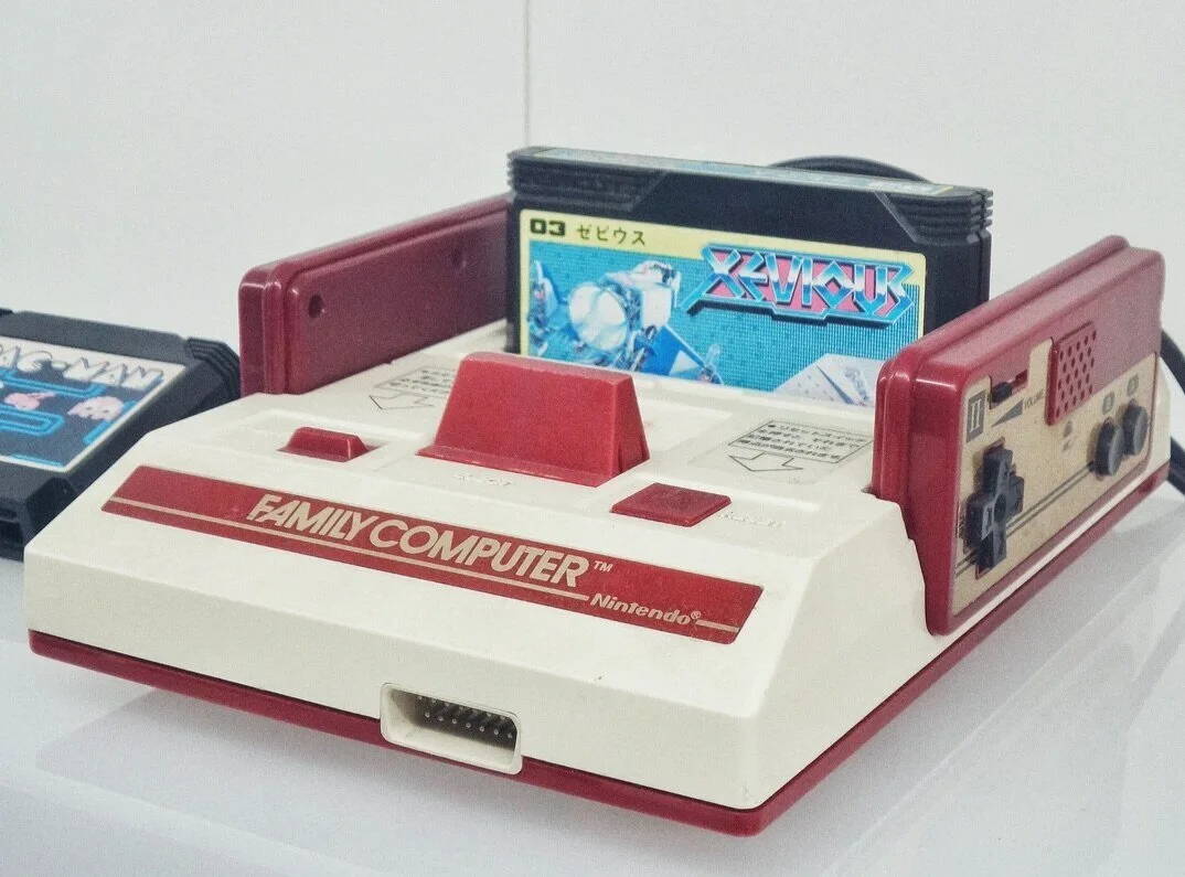 The Family Computer gaming console produced by Nintendo in 1983, as released in Japan.