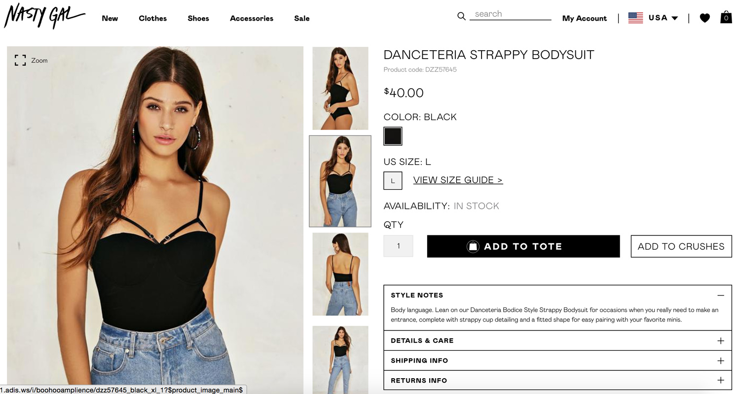 eCommerce Product Copy - Nasty Gal