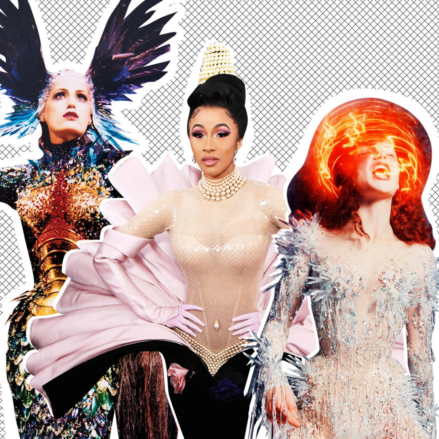 Collage via The Cut, for “7 Thierry Mugler dresses we want Cardi B to wear next”