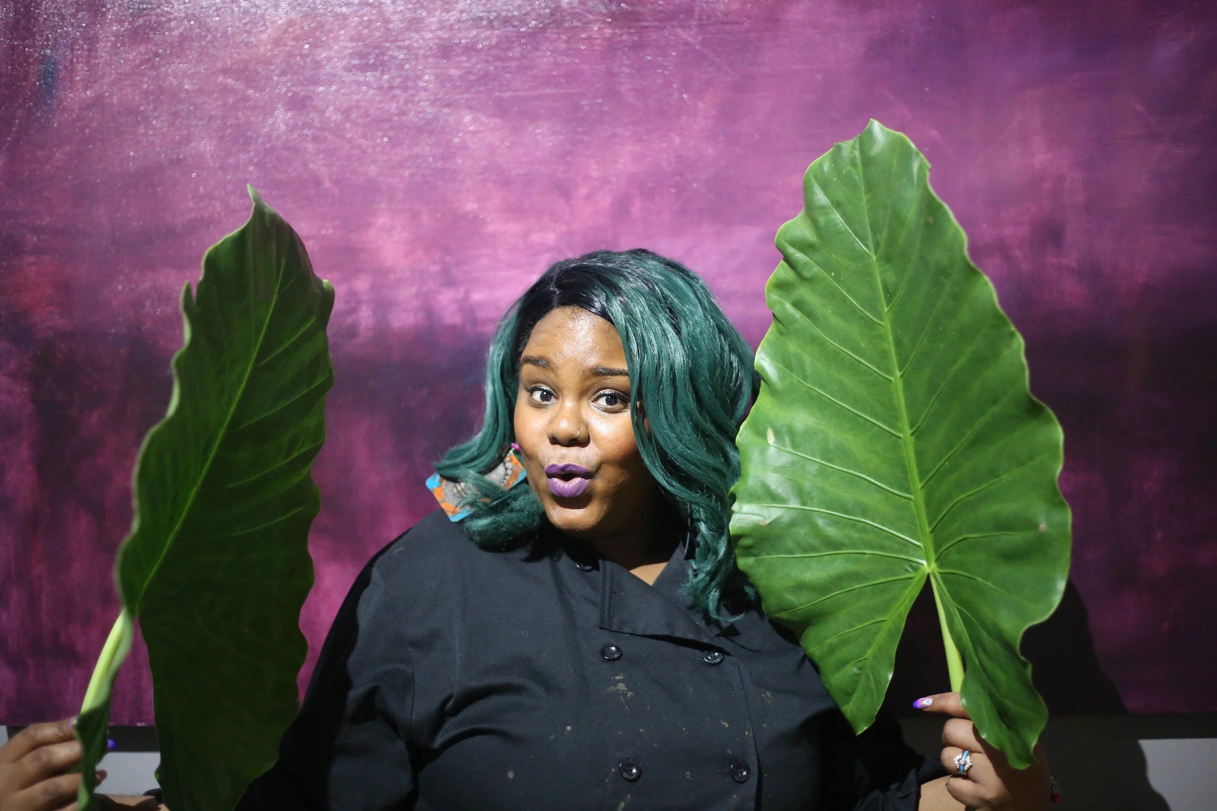 The lovely Chef Megon Dee-Cave who hailed all the way to Baltimore, MD from Portland, OG in front of David Herman's artwork. Photos by Fluffy Pop Postcards @fluffypoppostcards .