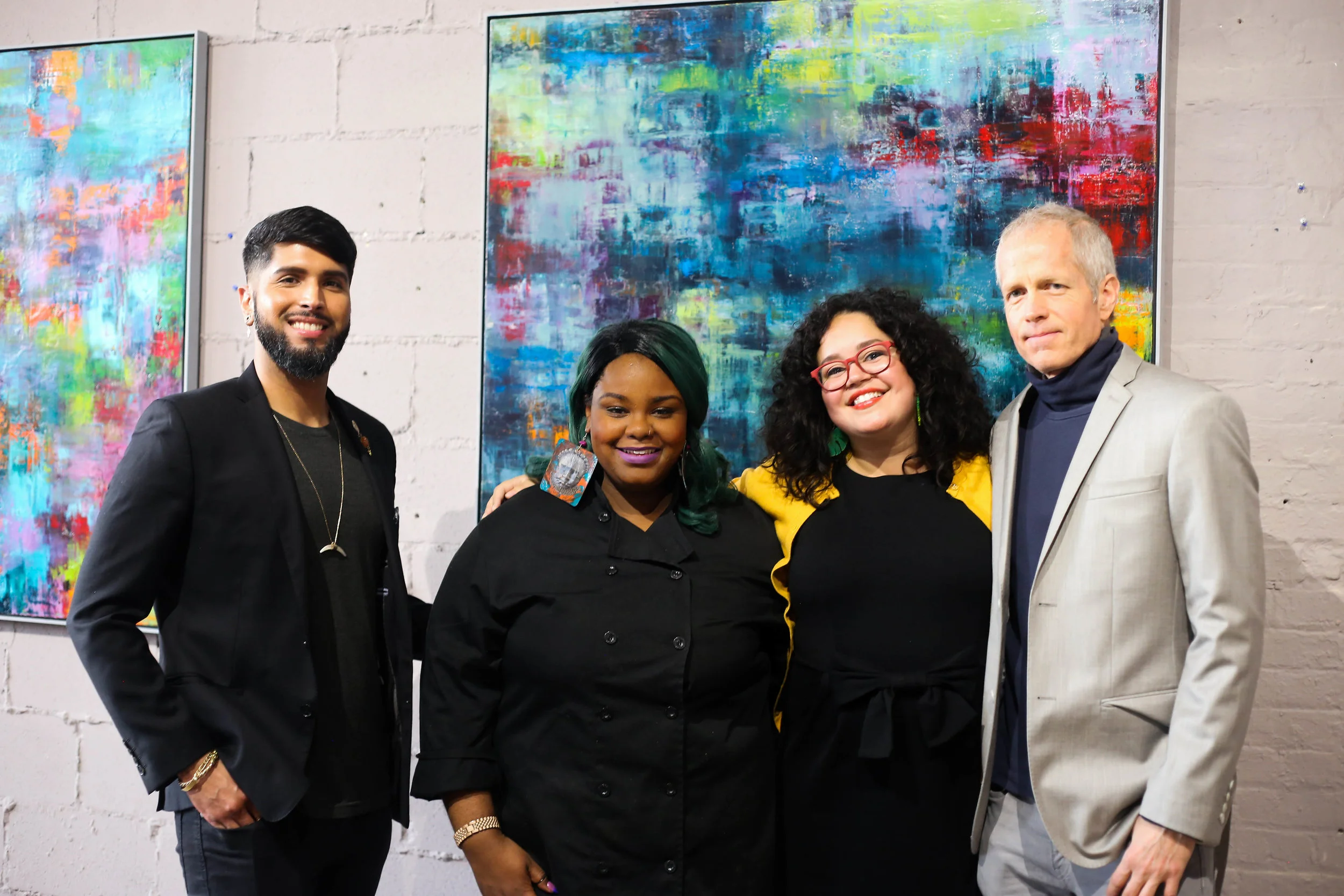 My friendors from left to right: Joseph Faura of Fifth House Events Collective, Chef Megon Dee-Cave of Oracle Infused, Michelle Ivette Gomez of Creative Unions Event Design, Artist David Hernam of Grey Matter Art Space. Photo by Fluffy Pop Postcards @fluffypoppostcards .