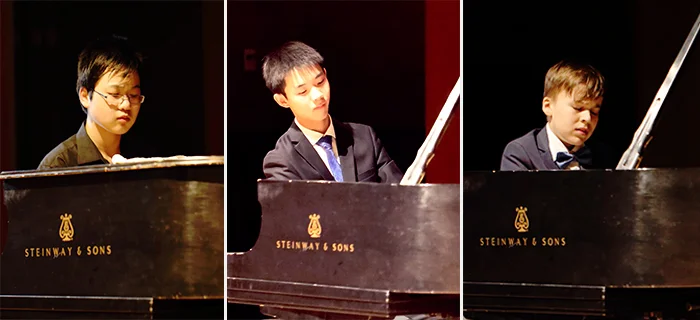 2018 Geringas Scholarship runners-up (left to right): Eric Guo, Raymond Huang, Elijah Orlenko.
