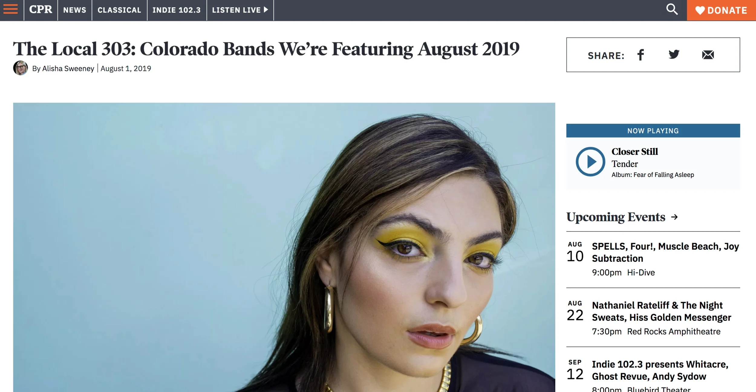 YaSi featured as one of Colorado Public Radio’s featured artists in August of 2019.