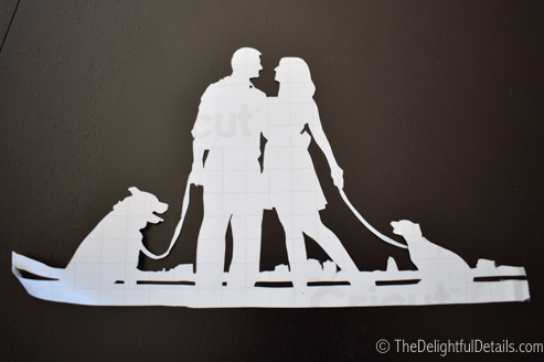 Completed stencil backing on printable vinyl