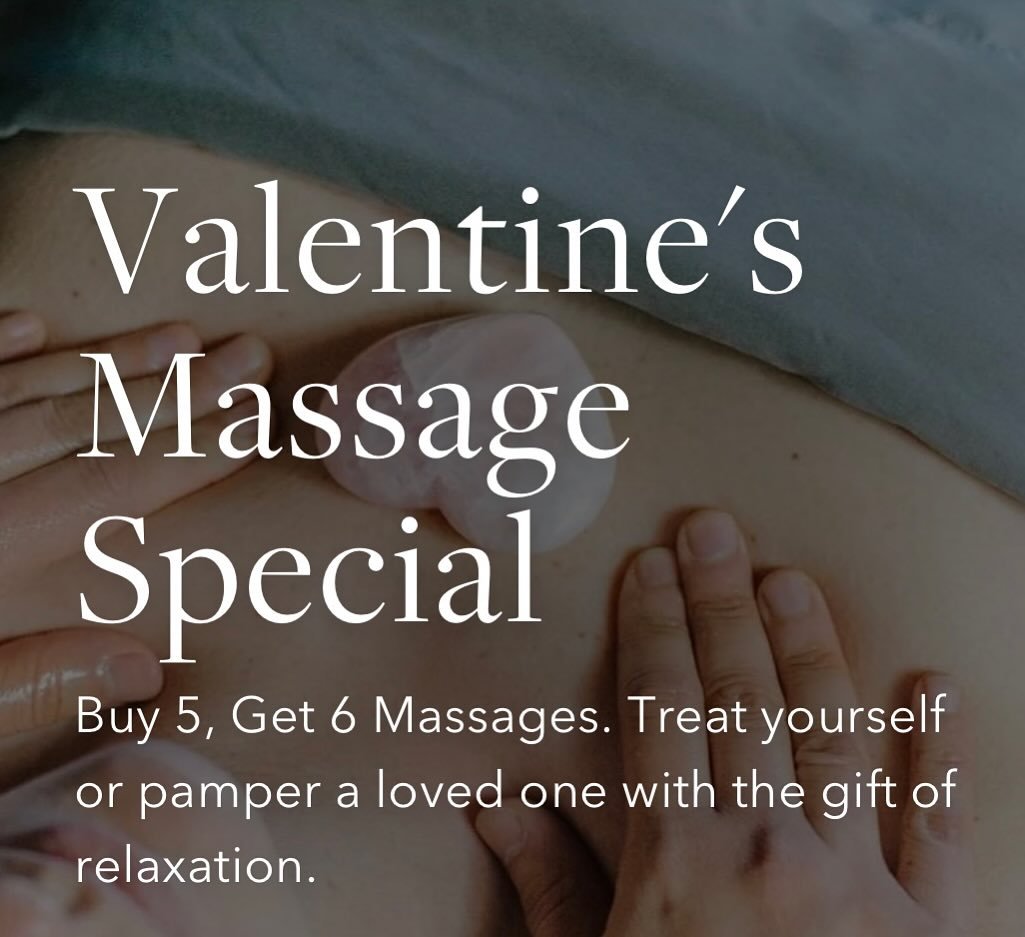 🌹 Embrace Love with Our Valentine&rsquo;s Specials 🌹 gift a massage series for continuous relaxation.  Available online, via phone, or at our spa. #ValentinesBliss #SpaGifts