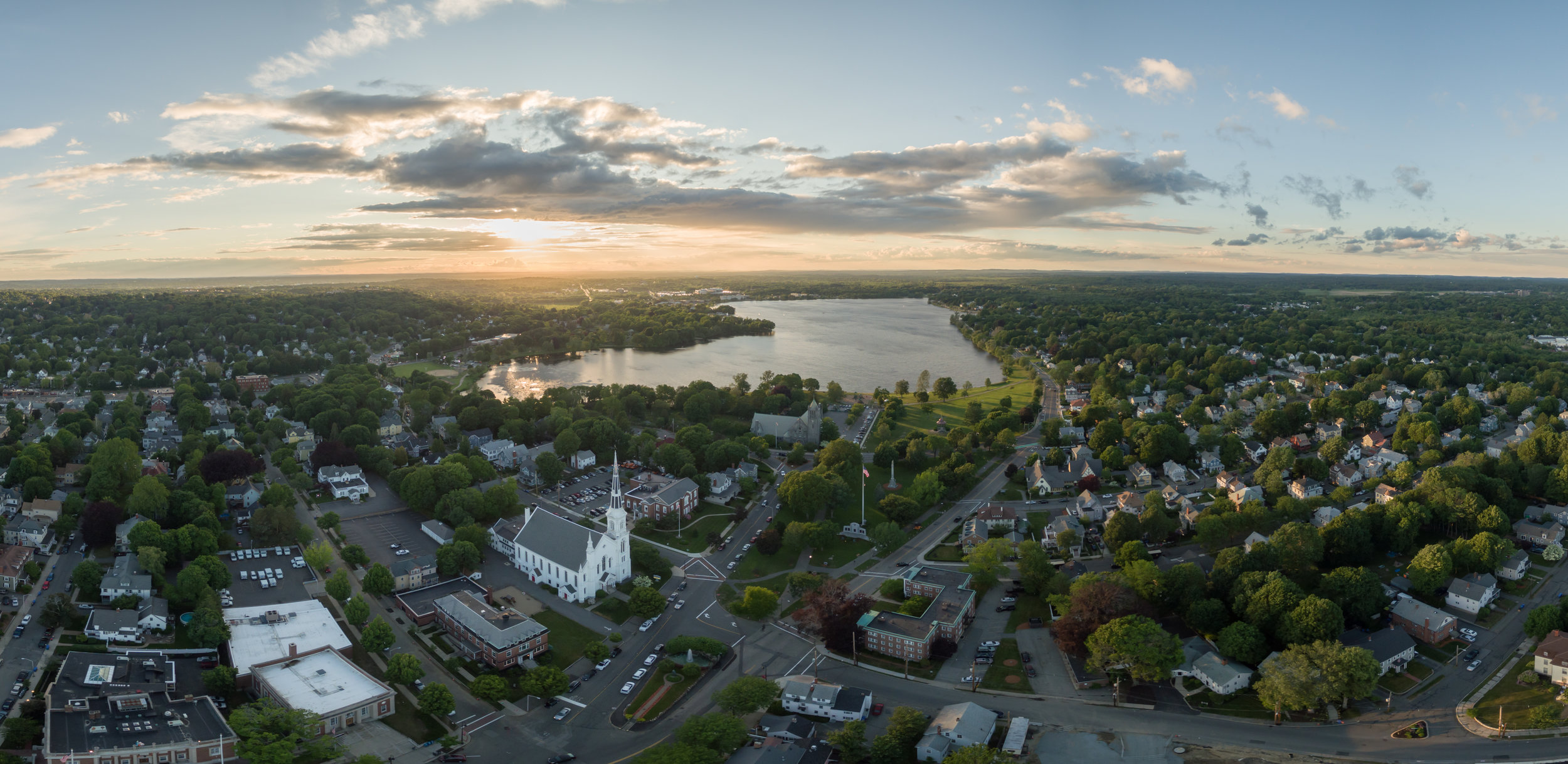 High White Church, Flag and Lake Close Together at Sunset.jpg