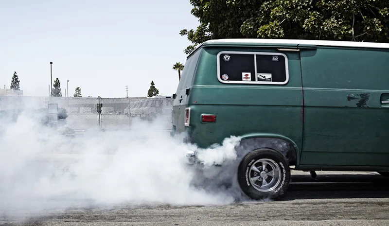 Rad Tadd doing a Rad Burnout here for Rolling Heavy Magazines "How To Burn Out" article