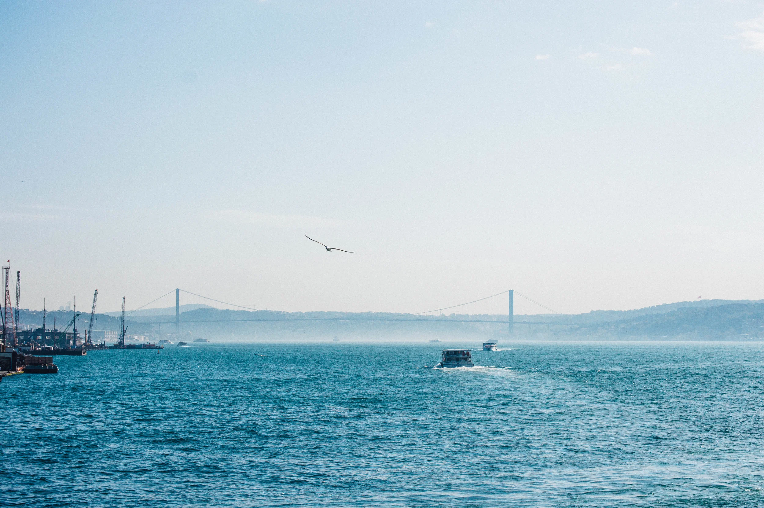 The Bosphorus Bridge in the distance connects Europe and Asia