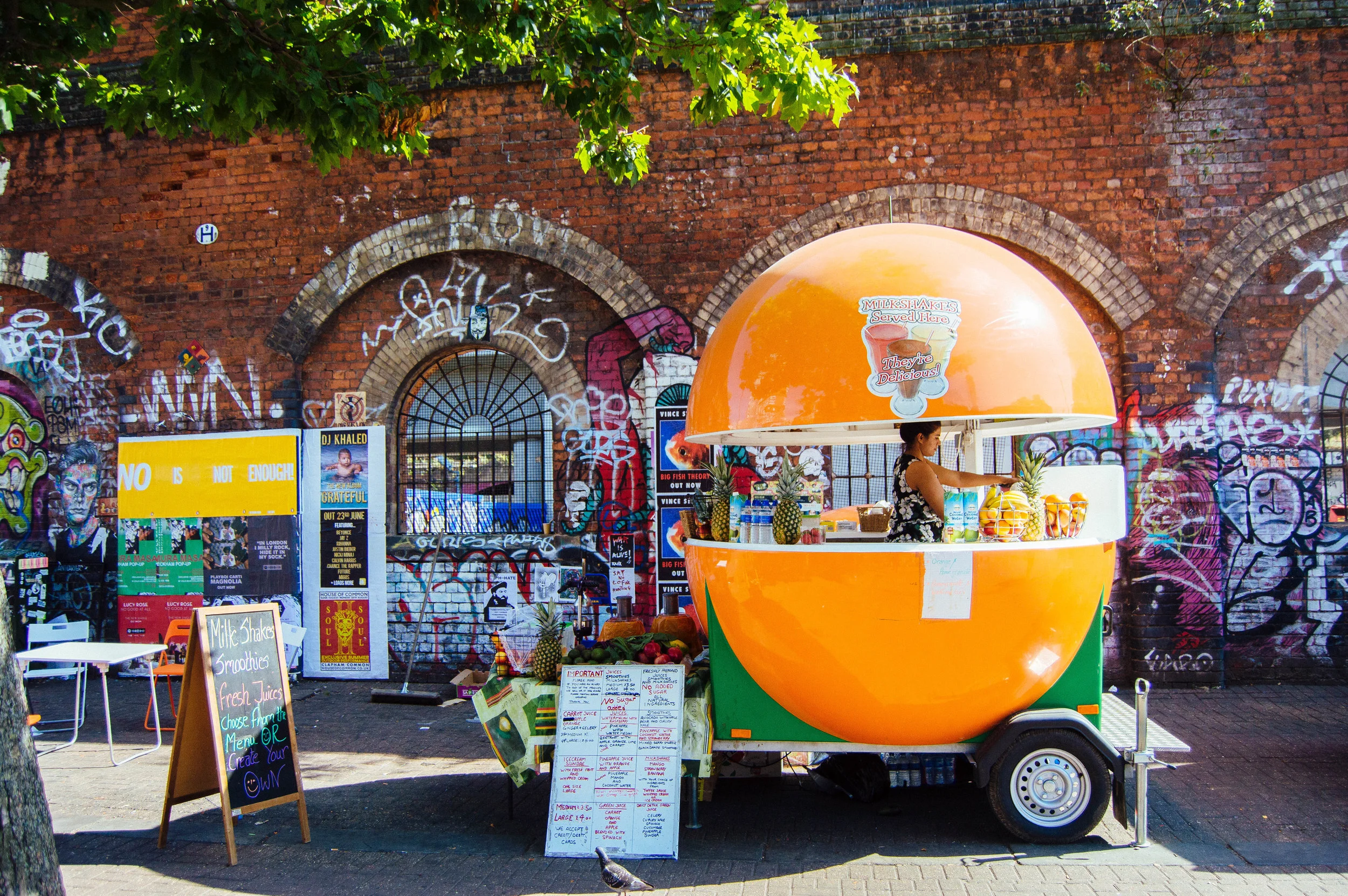 Roadside smoothie bar in Shoreditch