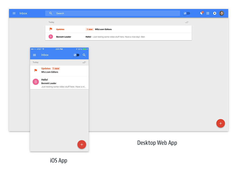 Comparing the Inbox iOS app to the desktop web version