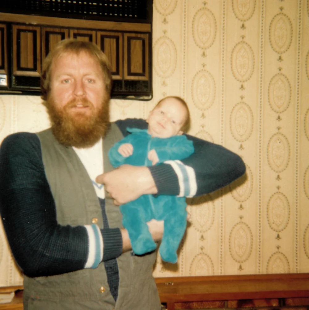 What a spiffy pair of overalls you've got there Dad, and I dare say, I am rocking that blue velvet jumpsuit. 