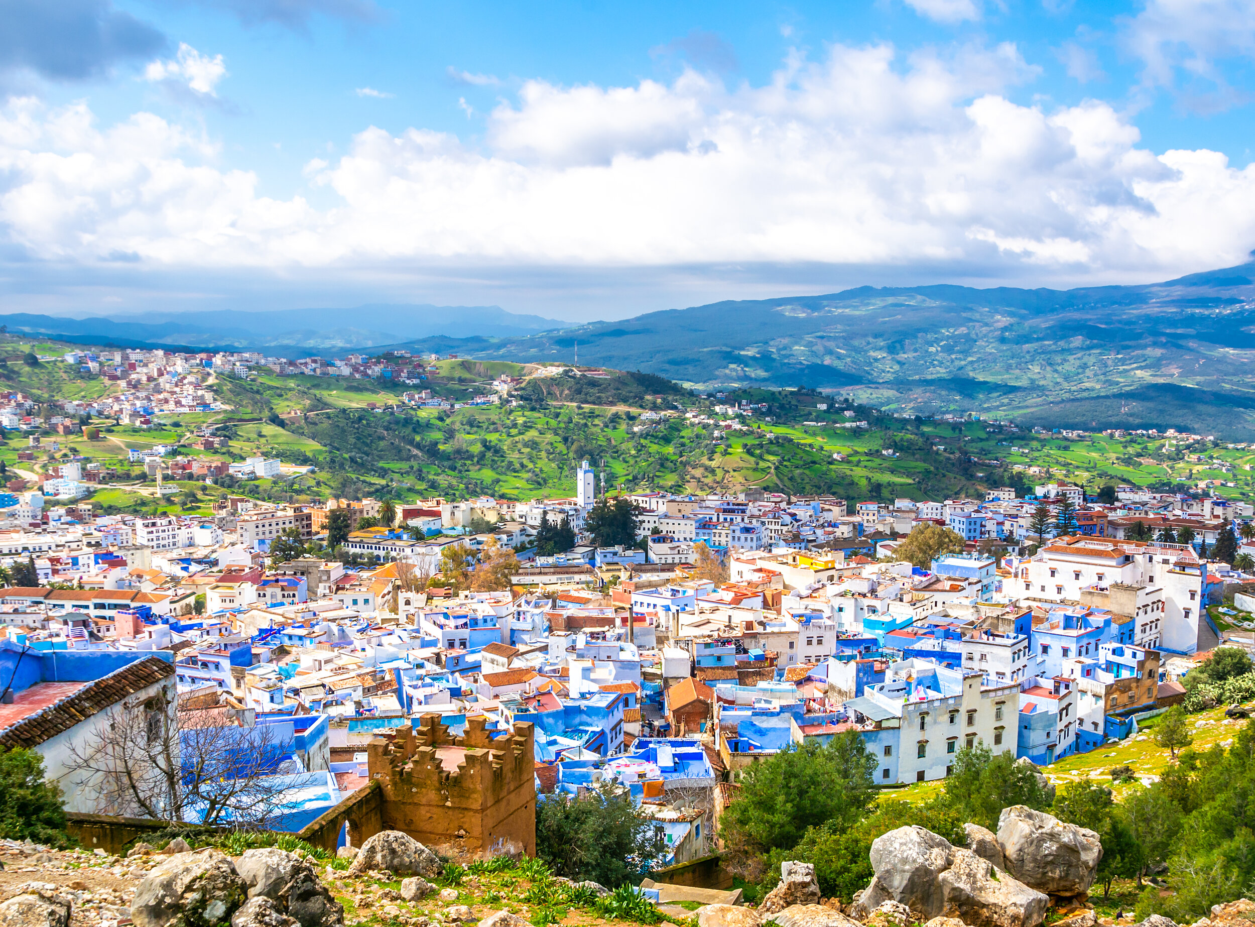  View of the blue city - Chefchaouen, Morocco 