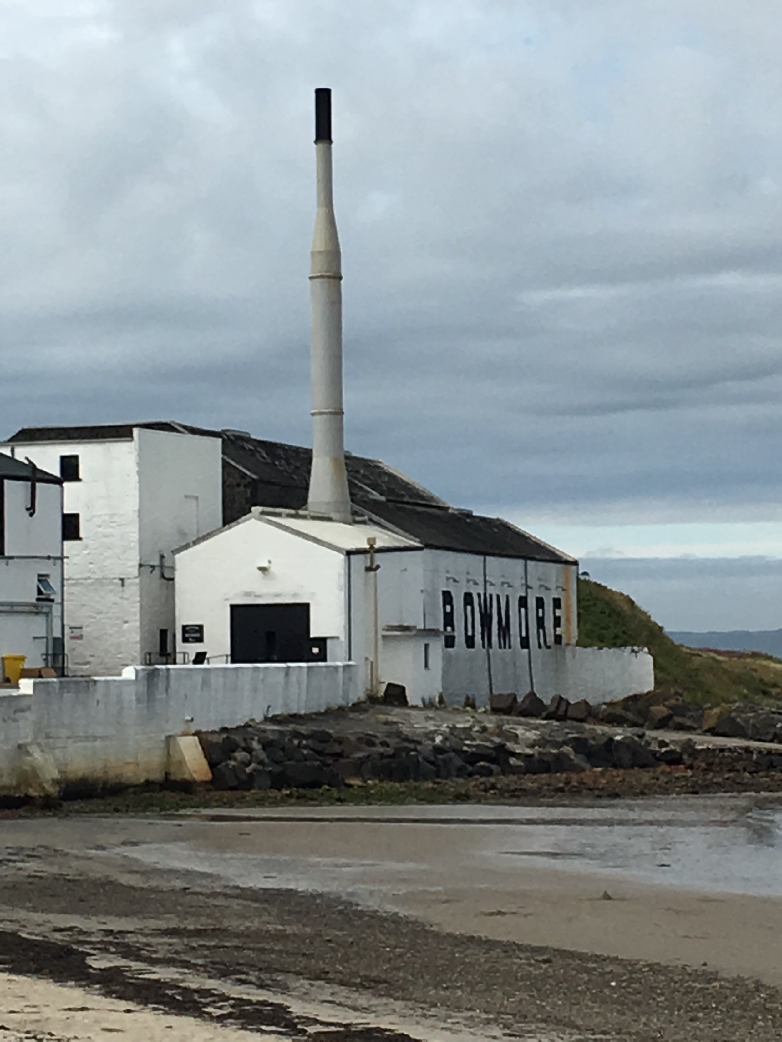 View of Bowmore Distillery from the beach on Islay