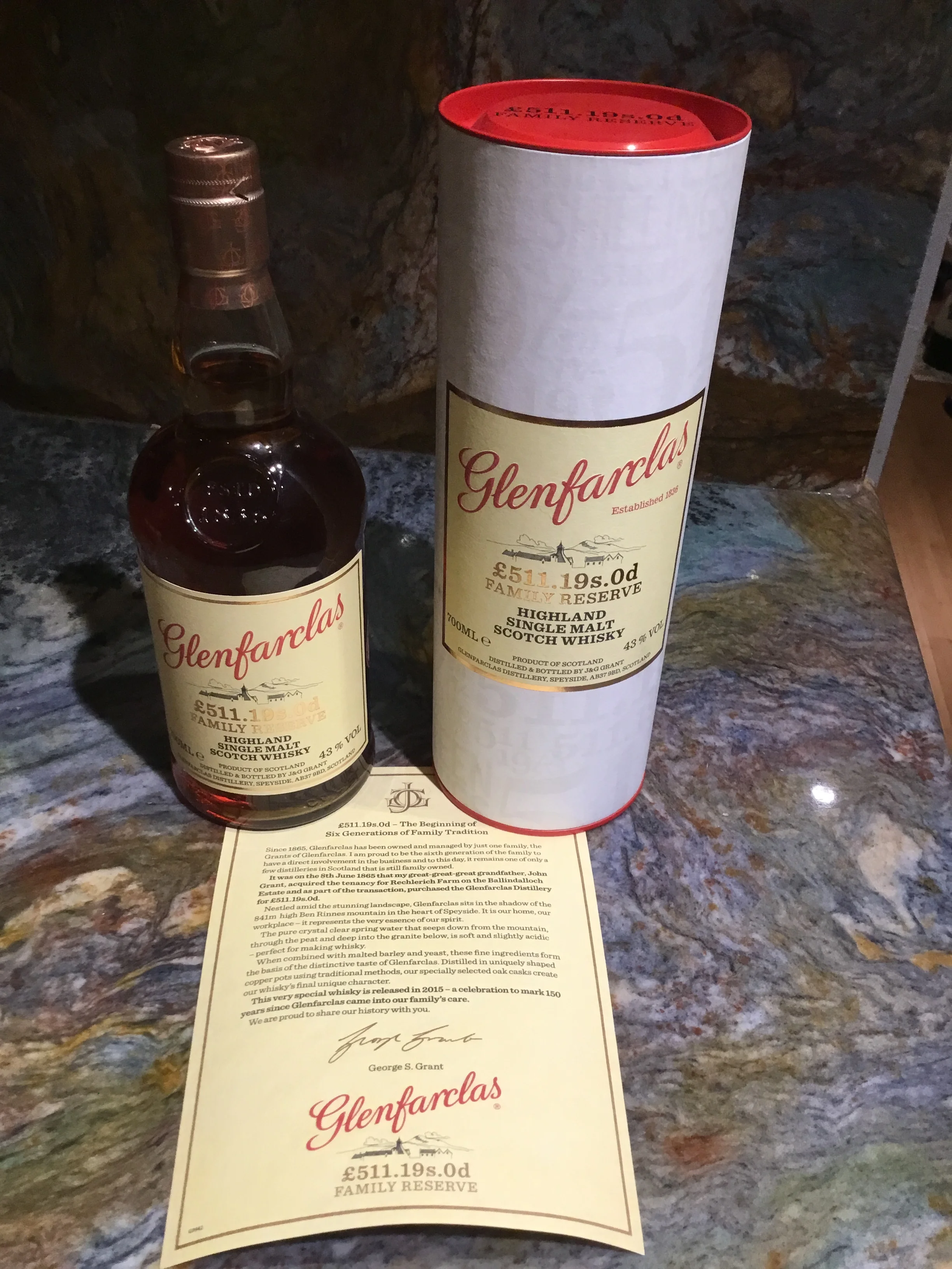 Glenfarclas £511.19s.0d Family Reserve 150 Years Anniversary, 43% ABV