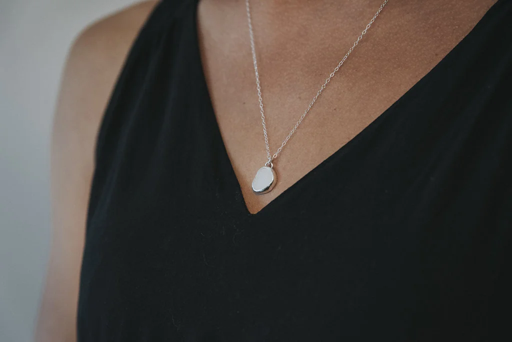 white sea glass necklace — Ebb and 