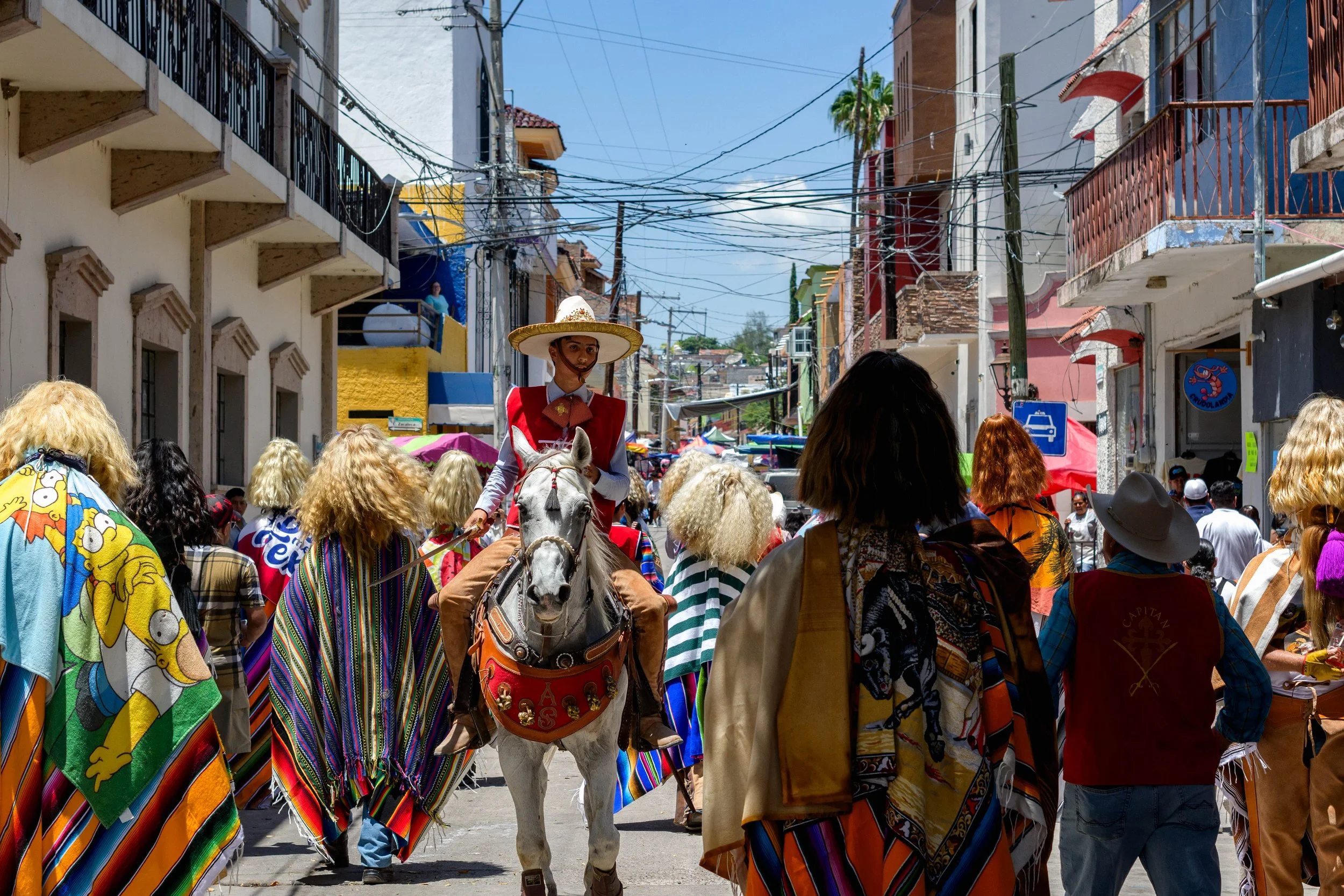Santiago on horseback by La Plaza in Moyahua