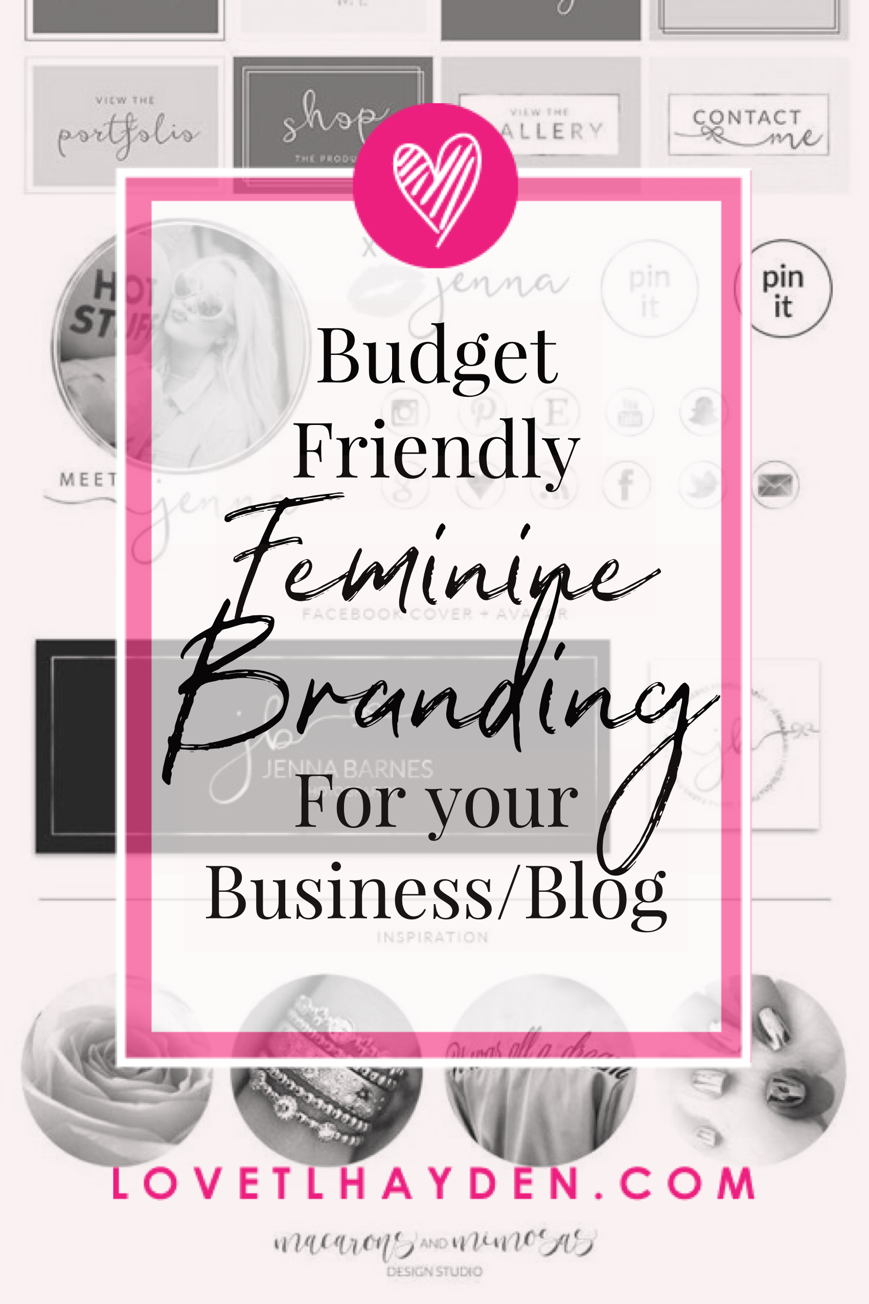 Macarons And Mimosas' Premade Logos and Branding