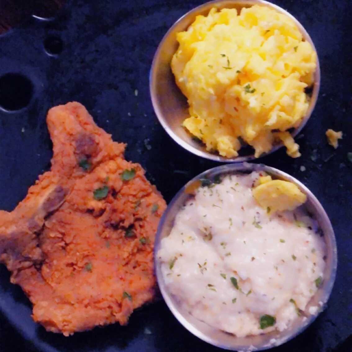 PorkChop Eggs &amp; Grits