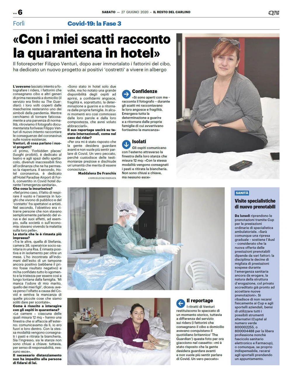  “Hotel Coronavirus” has been published on Il Resto del Carlino 