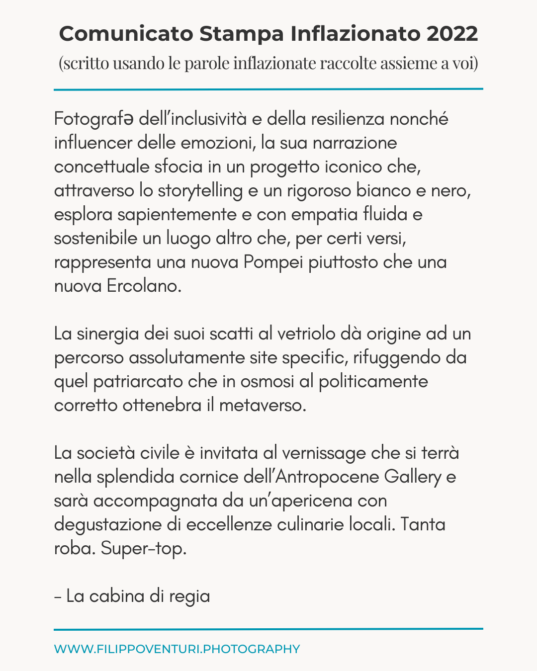 Comunicato stampa inflazionato 2022