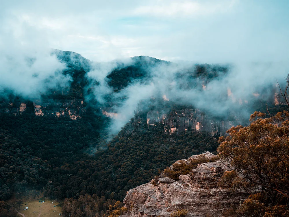 Looking down into the Wolgan Valley at the Newnes Campground
