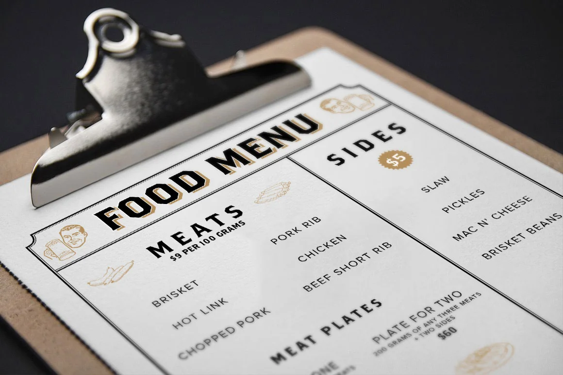 Bloke In A Bar Menu Design