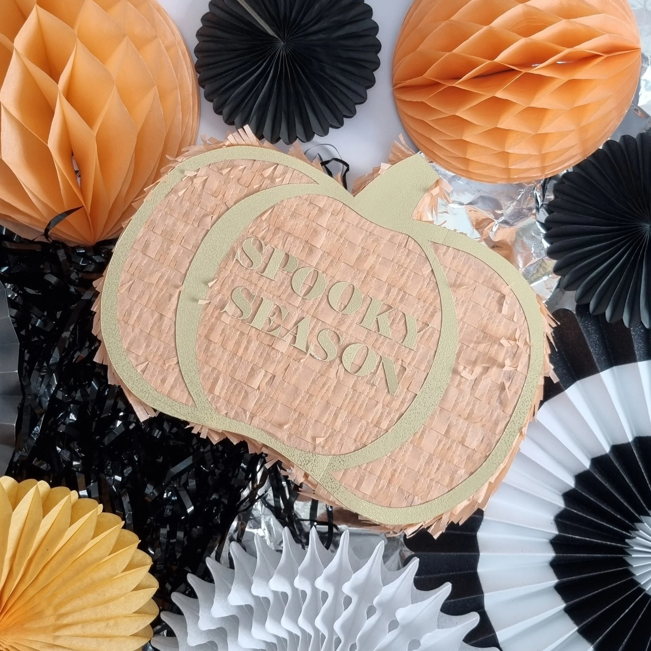 peach and gold personalised pumpkin pinata by pinyatay