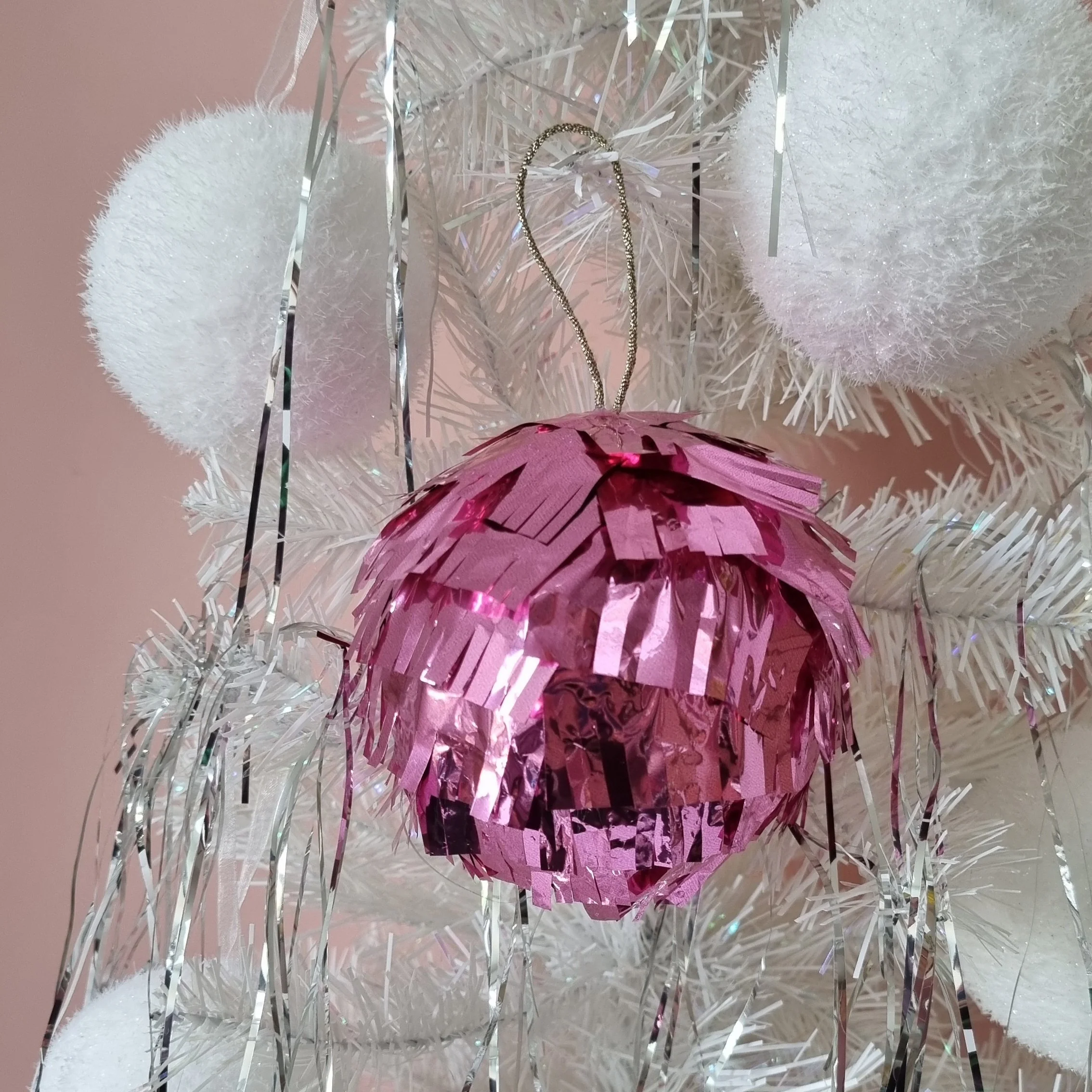 Sugar Pink Metallic Fringed Bauble