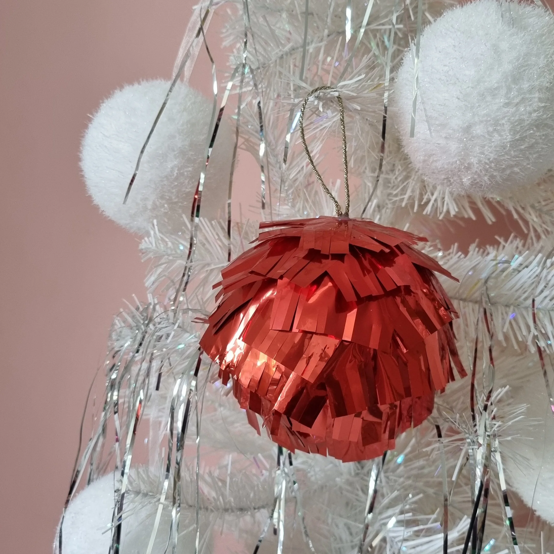 Ruby Metallic Fringed Bauble