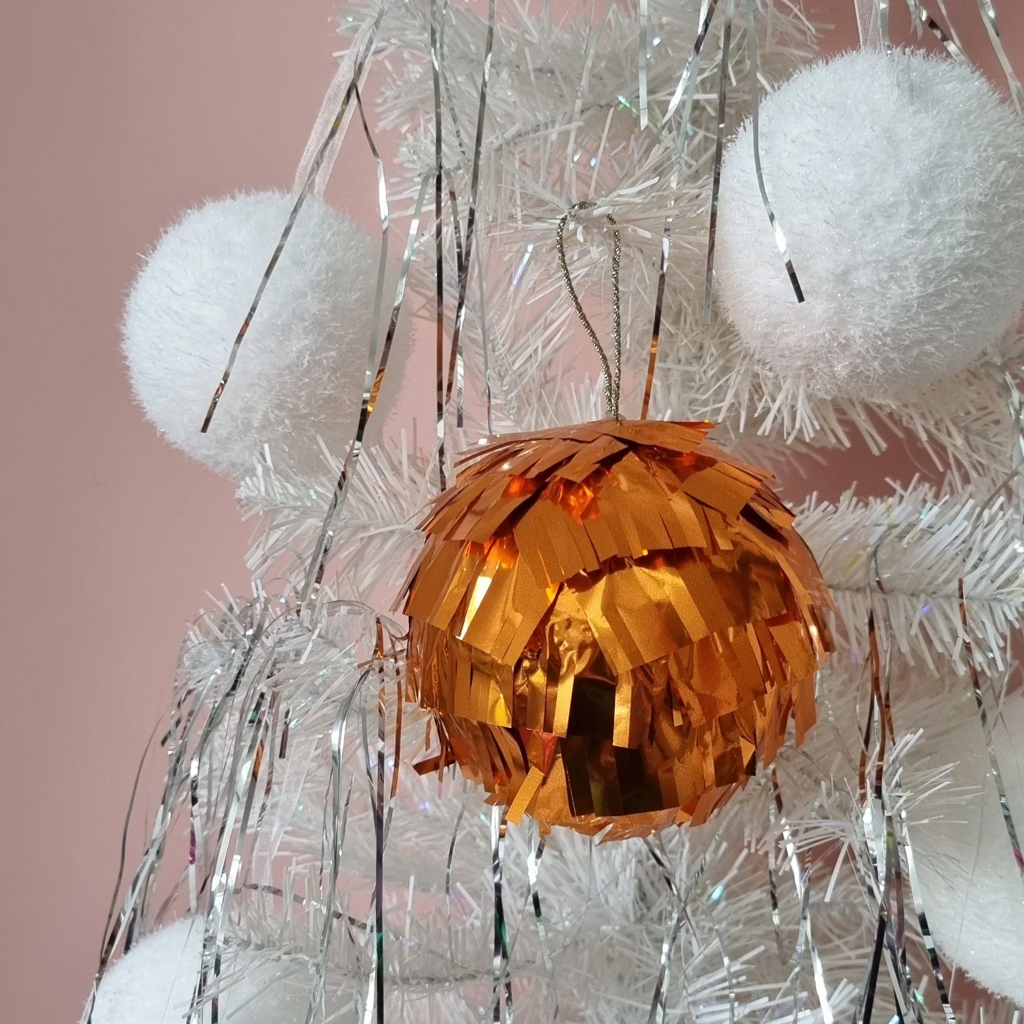 Orange Metallic Fringed Bauble