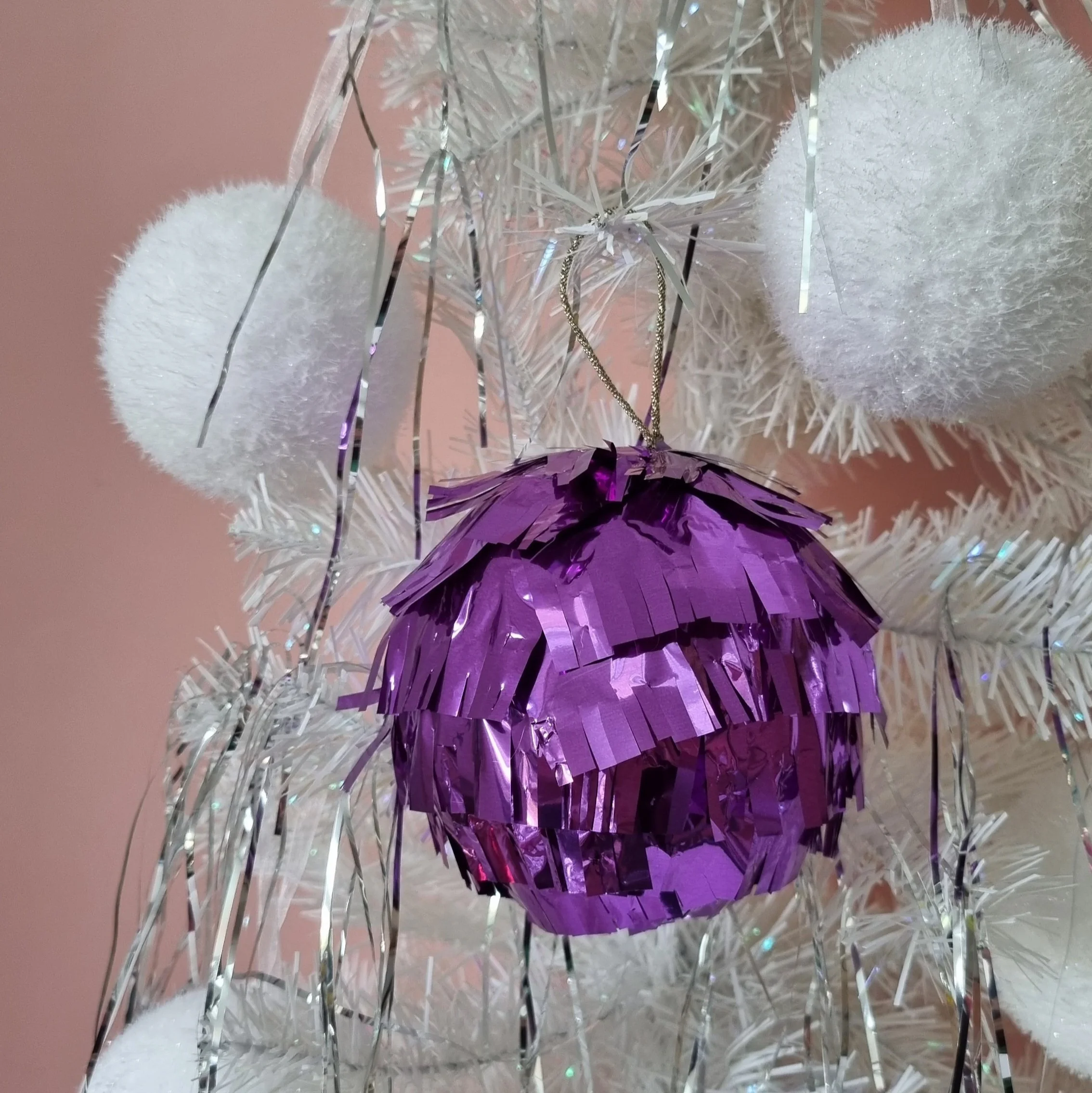Purple Metallic Fringed Bauble