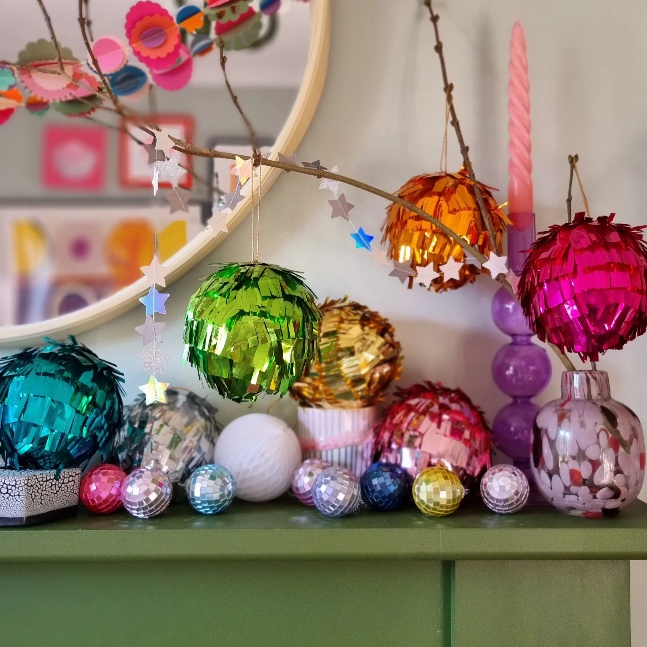 Metallic Fringed Baubles - 3 for £10