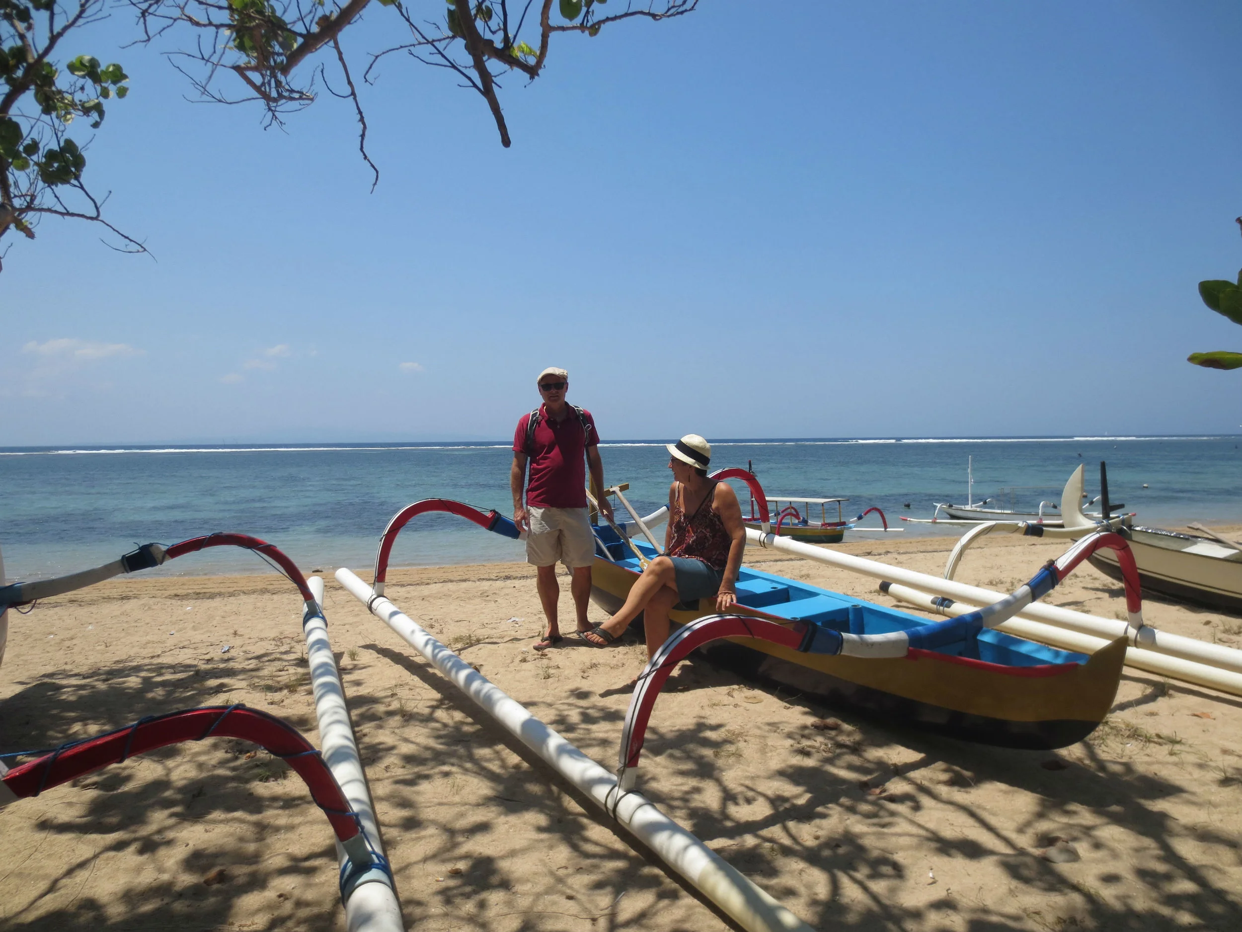 Jukungs on the beach in Sanur