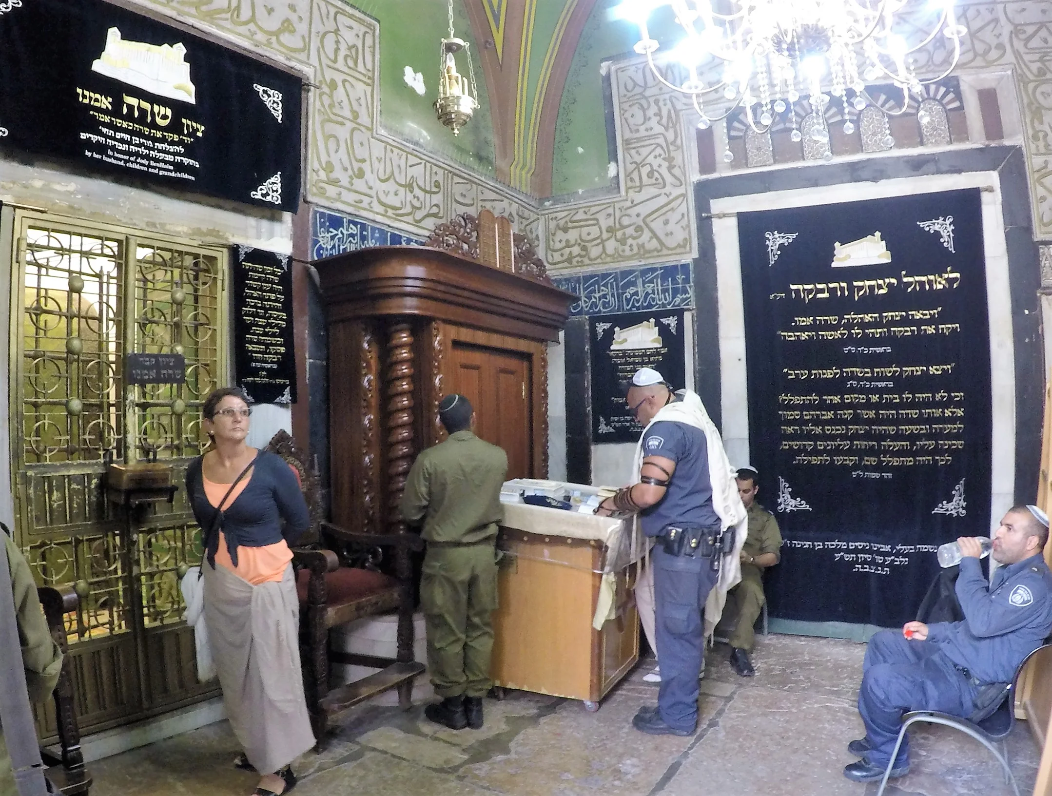 Francien inside the Synagogue of the Cave of the Patriarch
