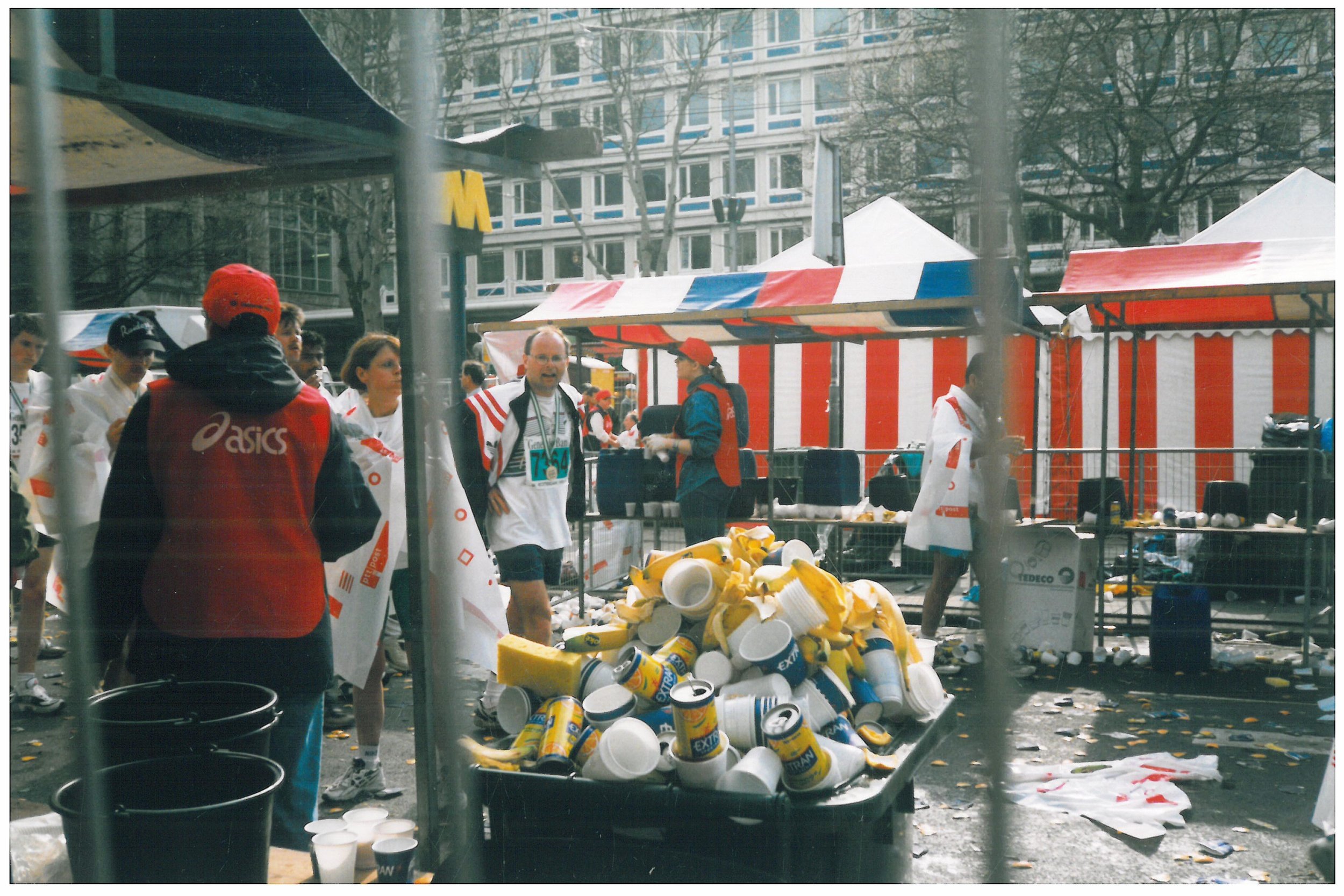 Frank exhausted at the finish in Berlin