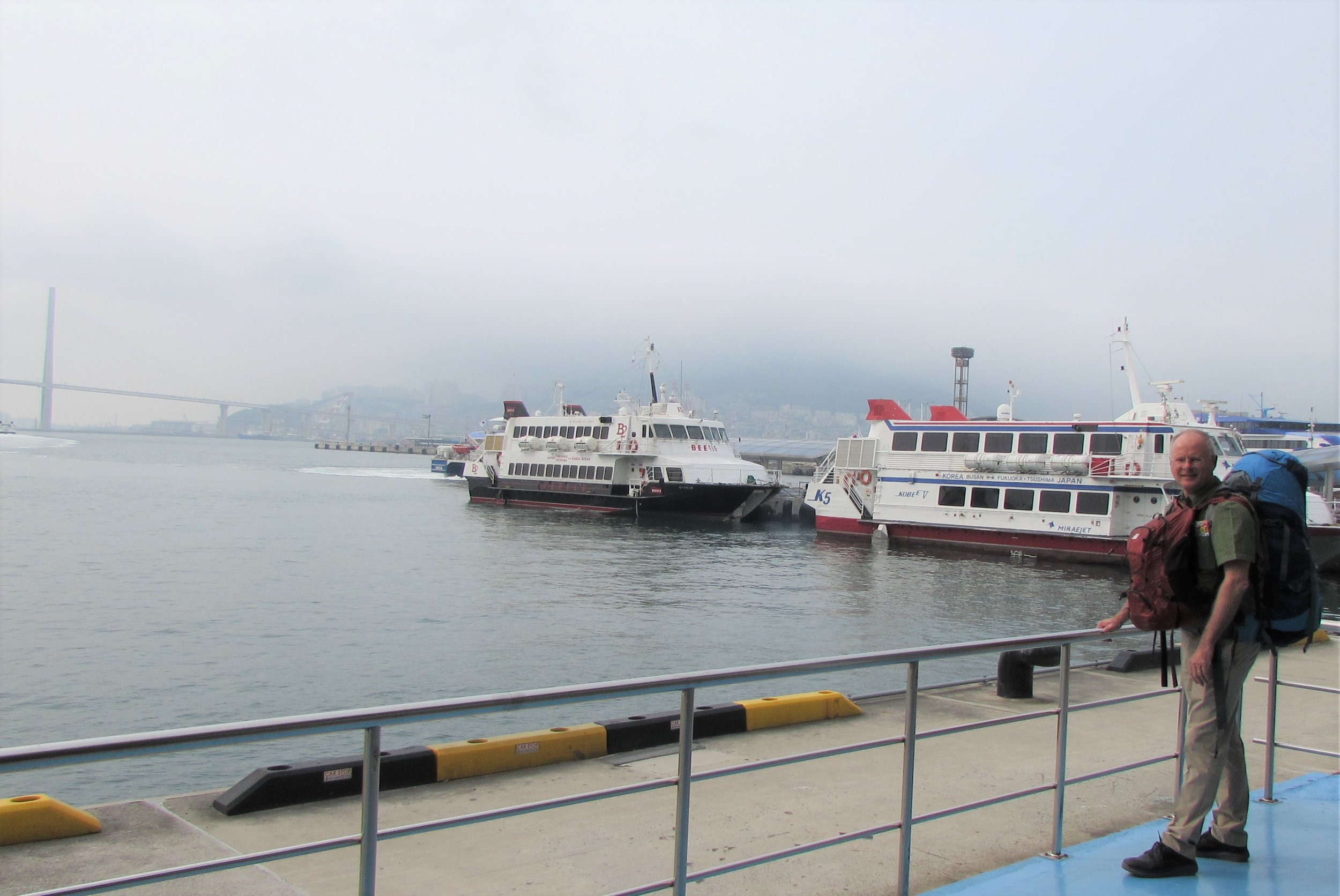 Boarding the hydrofoil ferry in Busan