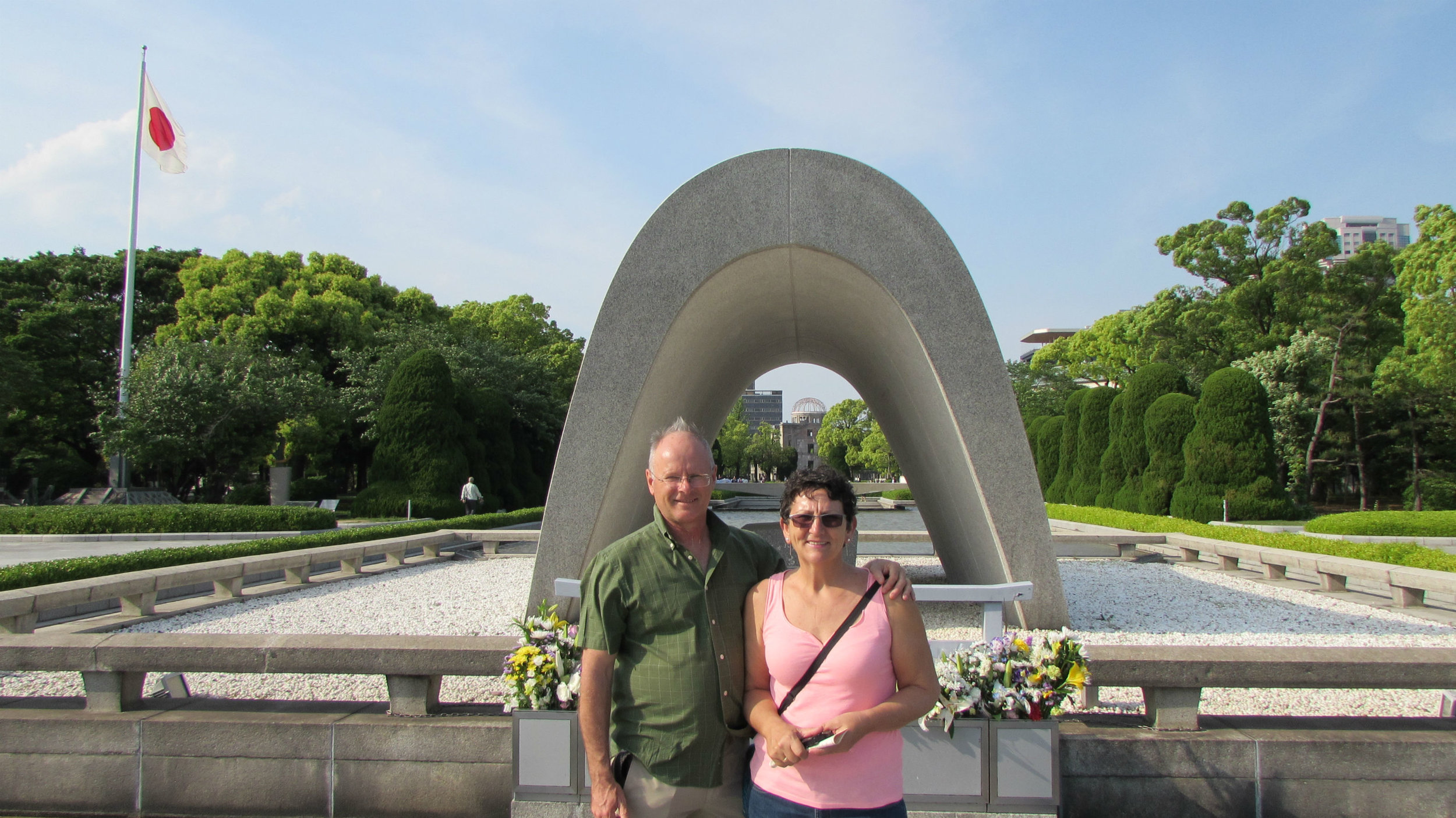 In front of the Cenotaph, in the Peace Park in Hiroshima