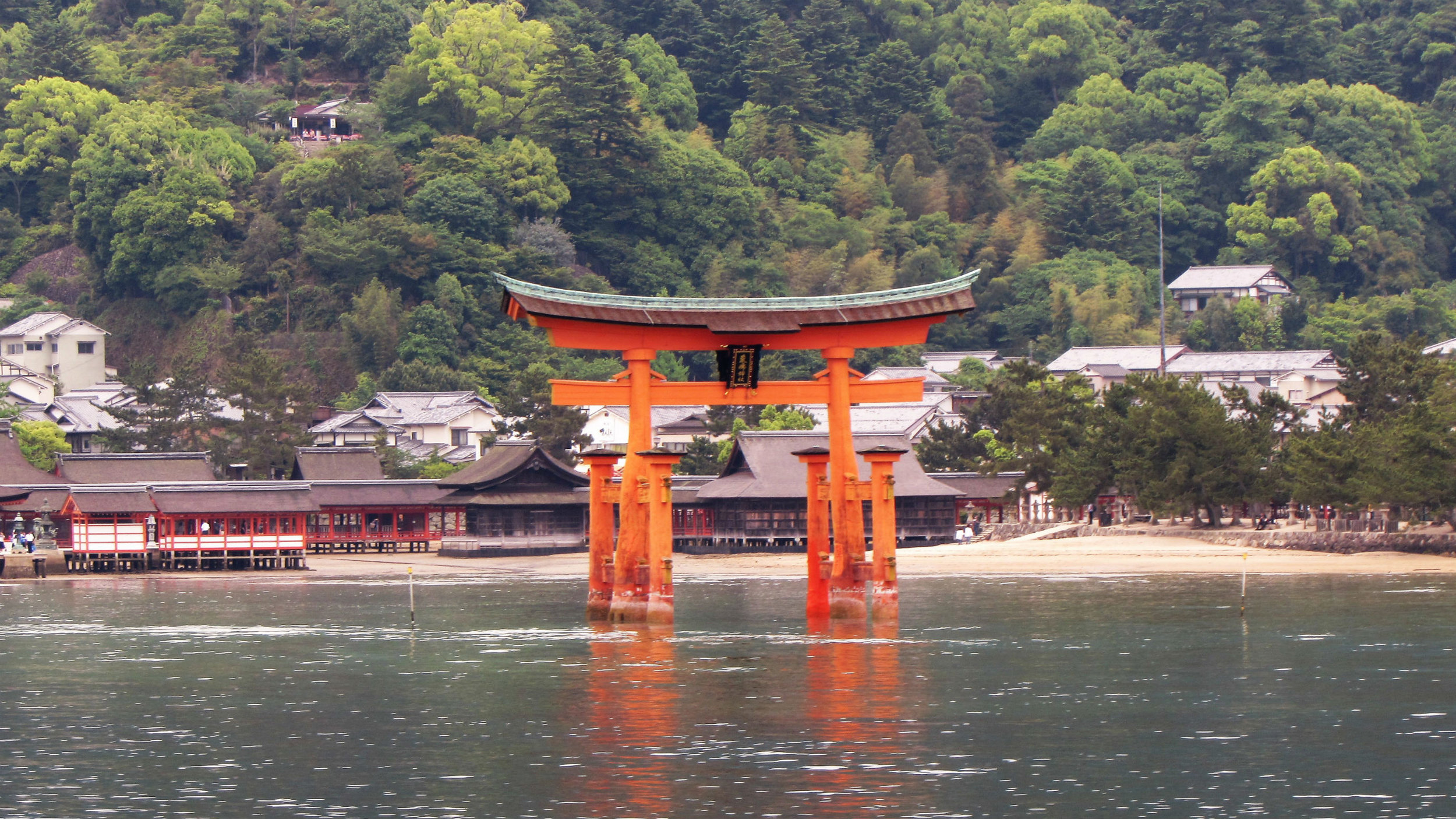 The Torii in front of the Itsukushima shrine in the Hiroshima Bay