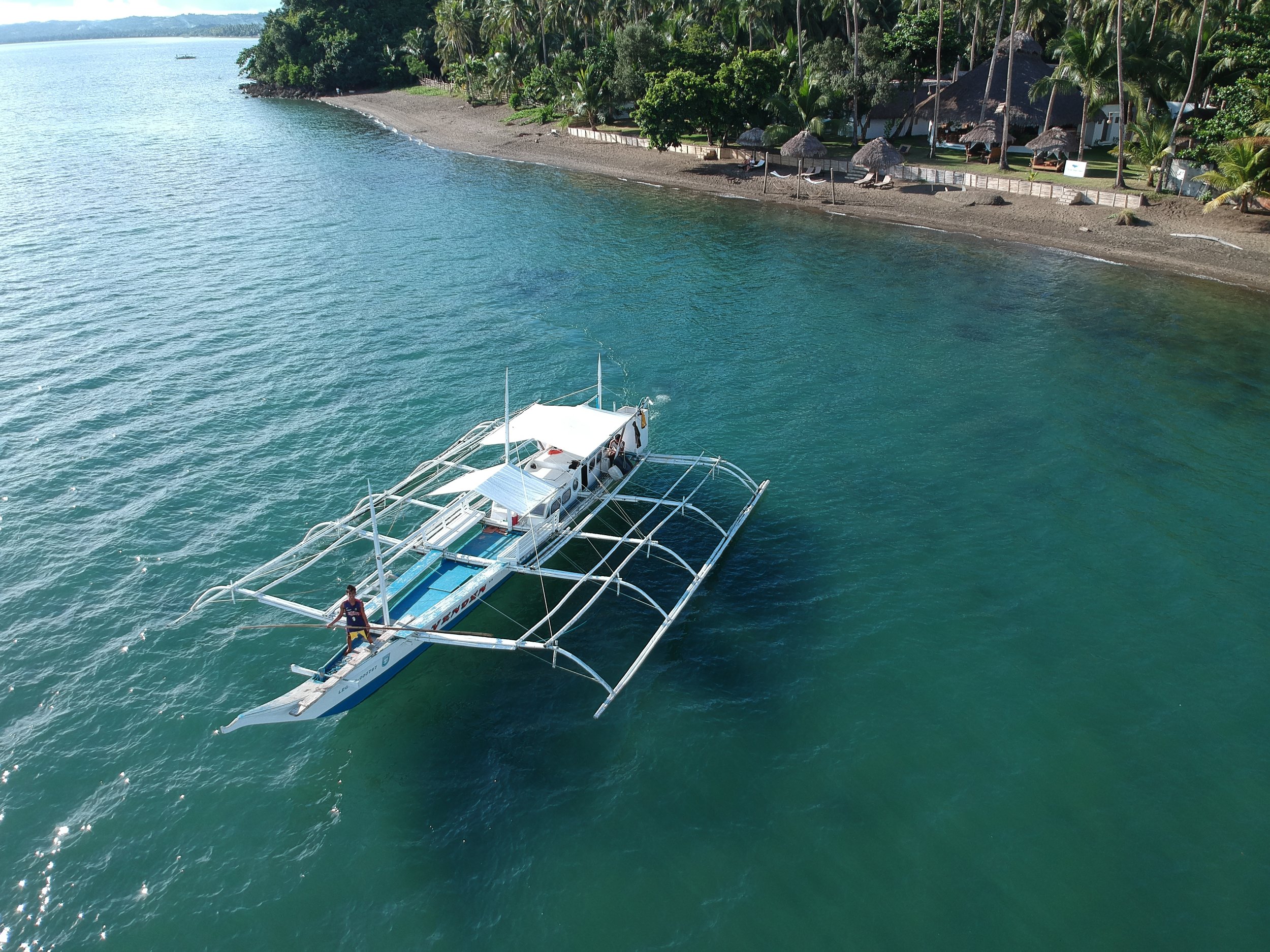 A Barca in front of our beach resort in Donsol Bay